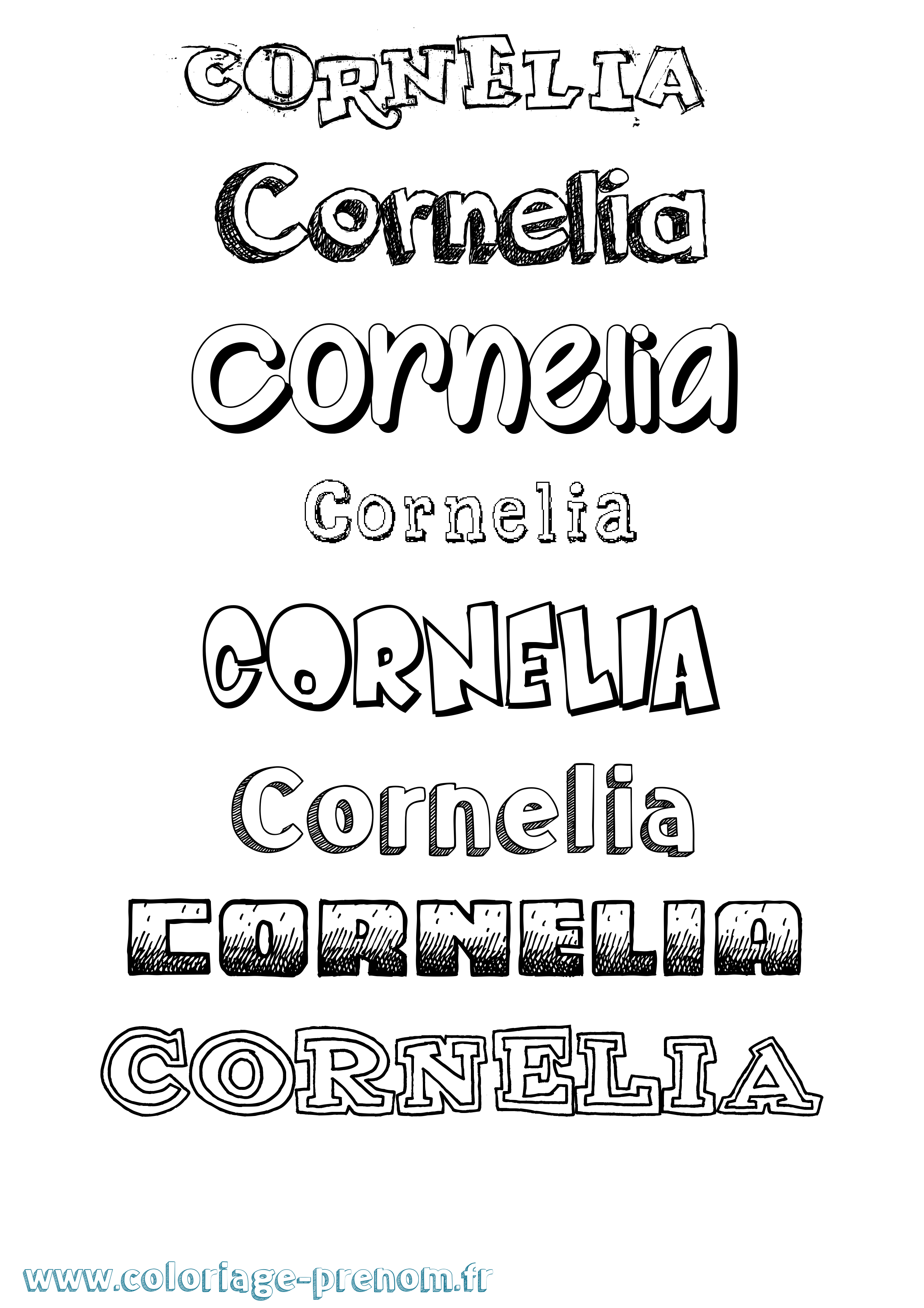 Coloriage prénom Cornelia Dessiné