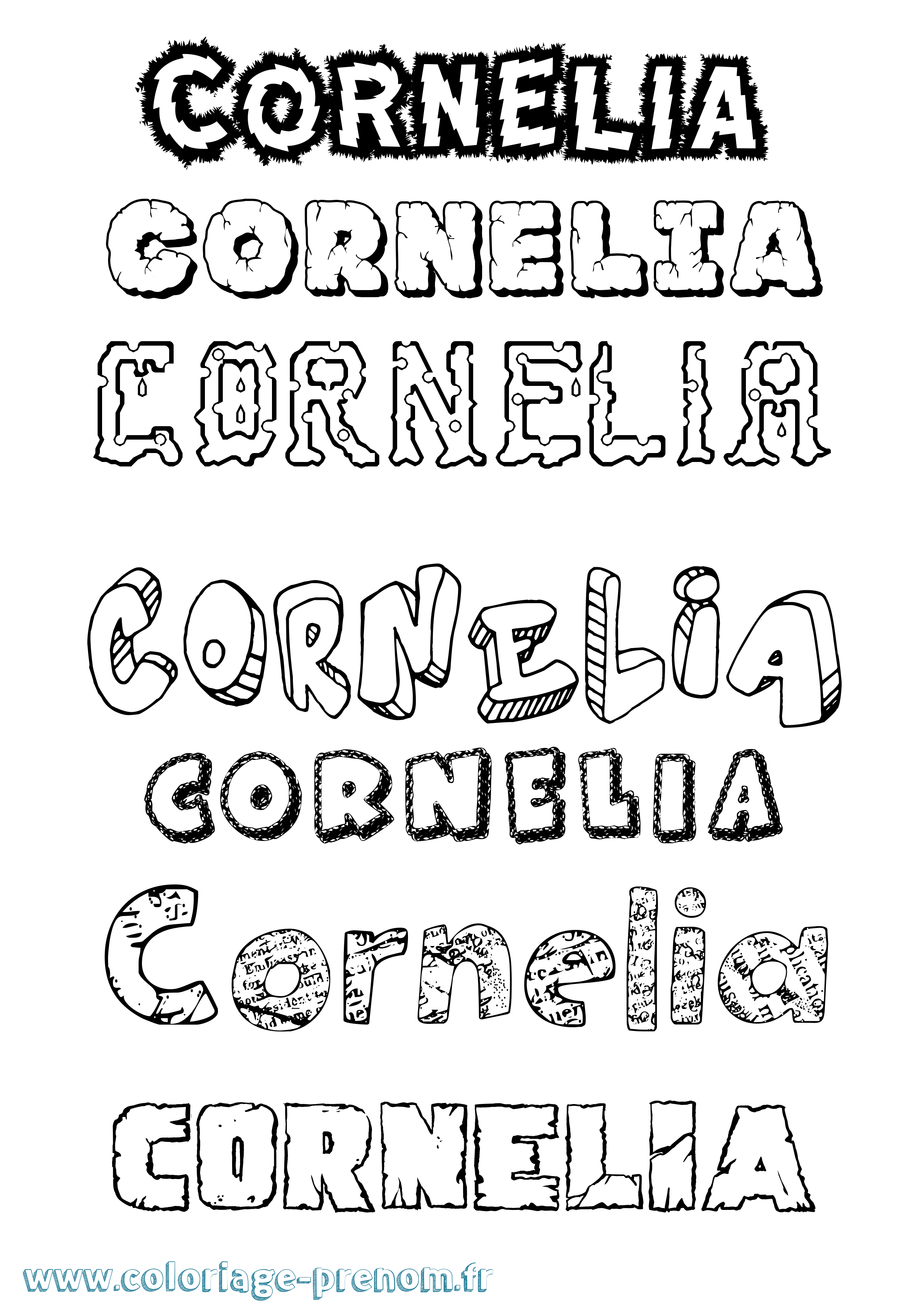 Coloriage prénom Cornelia Destructuré