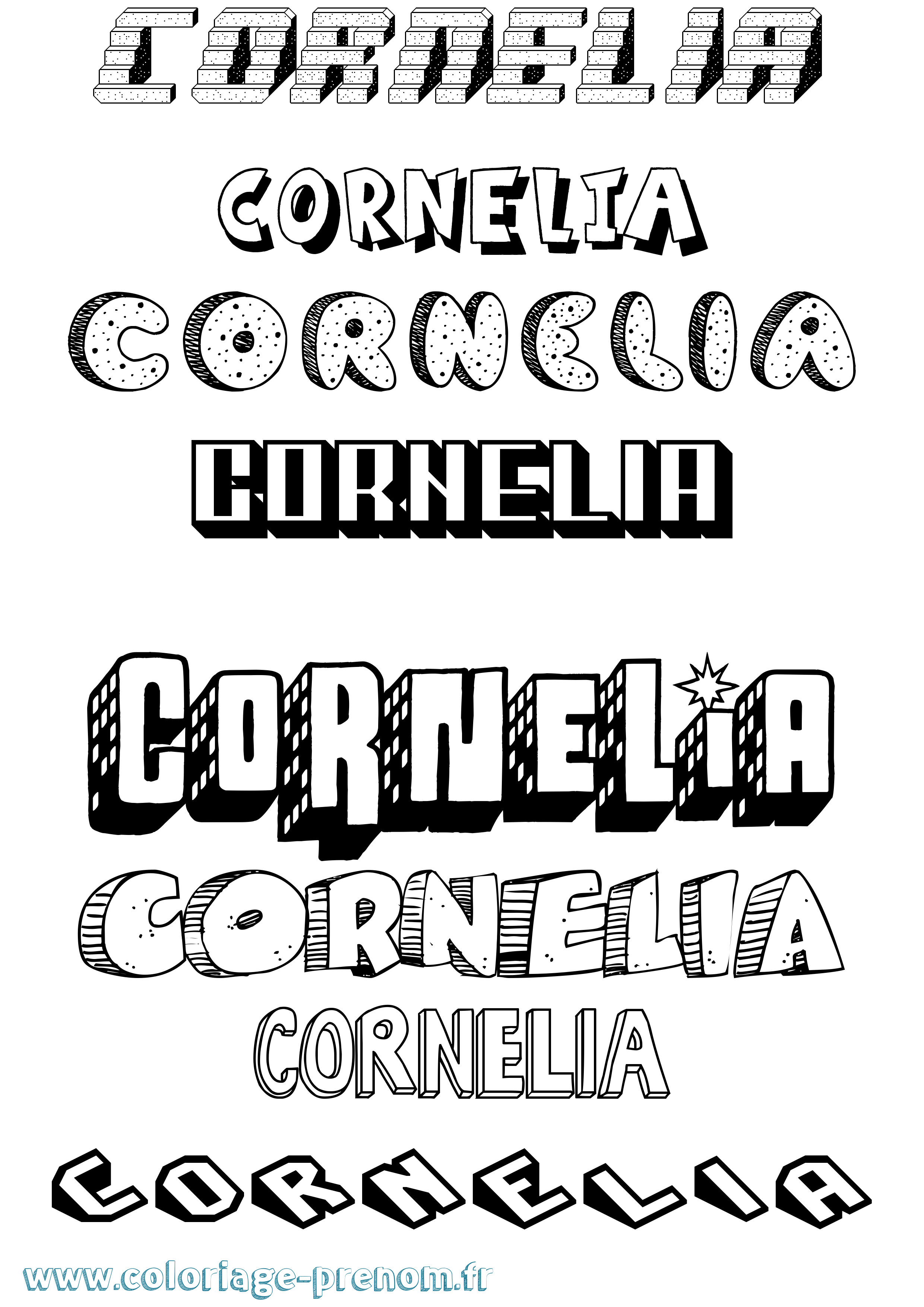 Coloriage Cornelia Effet 3D Coloriage prénom Cornelia Effet 3D