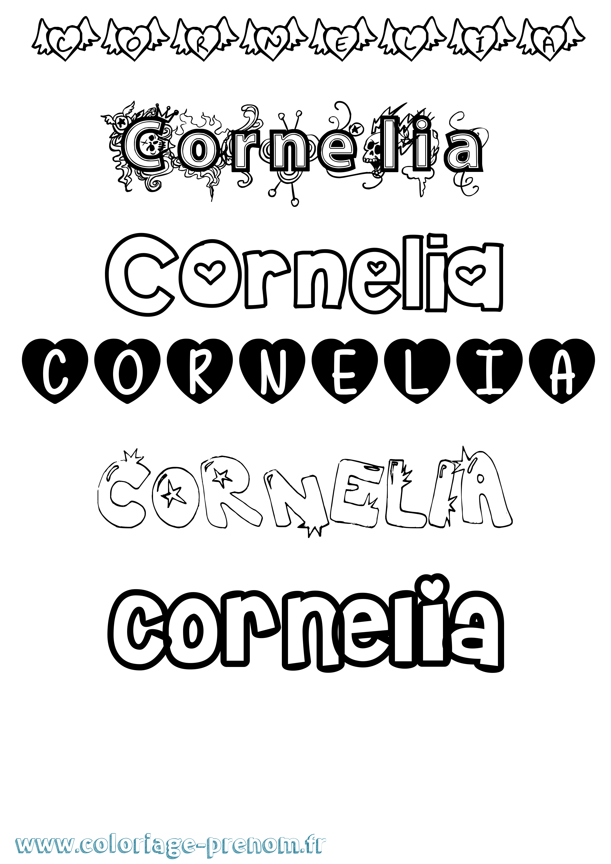 Coloriage Cornelia Girly Coloriage prénom Cornelia Girly