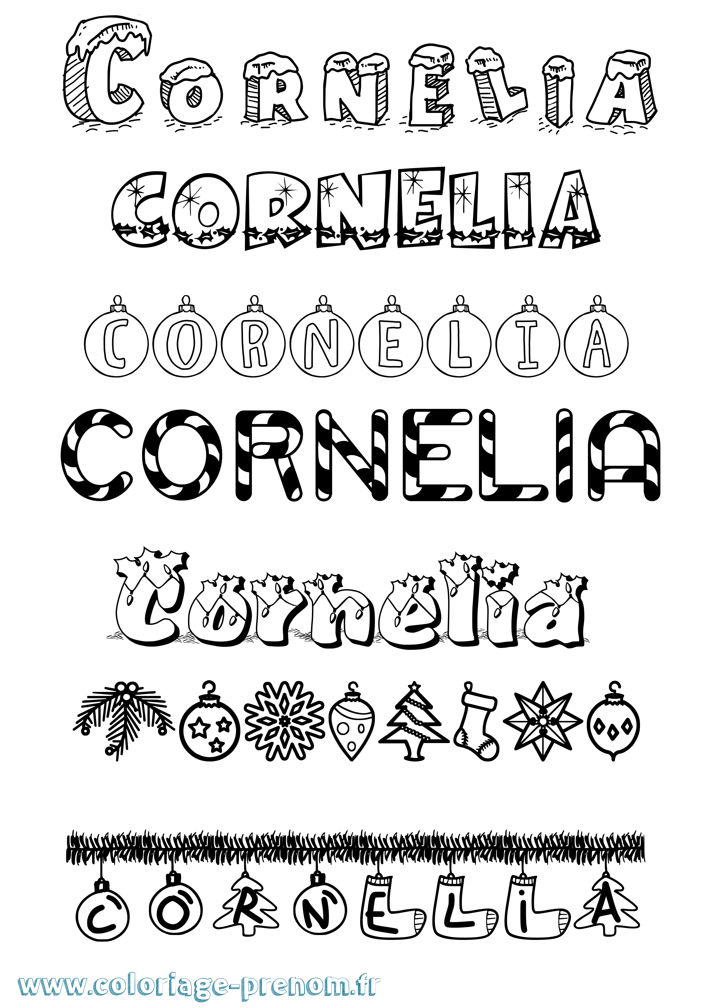 Coloriage Cornelia Noël Coloriage prénom Cornelia Noël