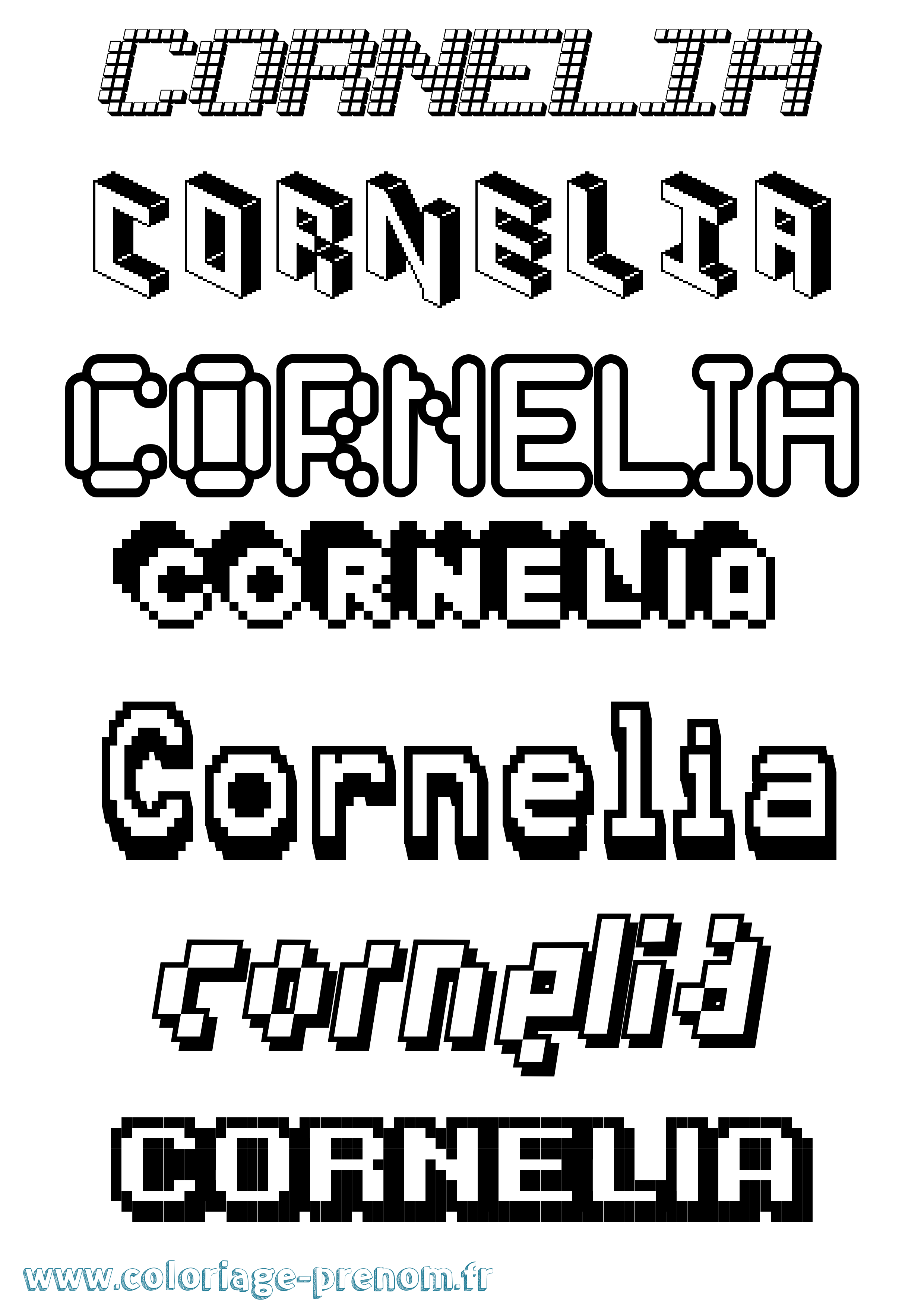 Coloriage prénom Cornelia Pixel