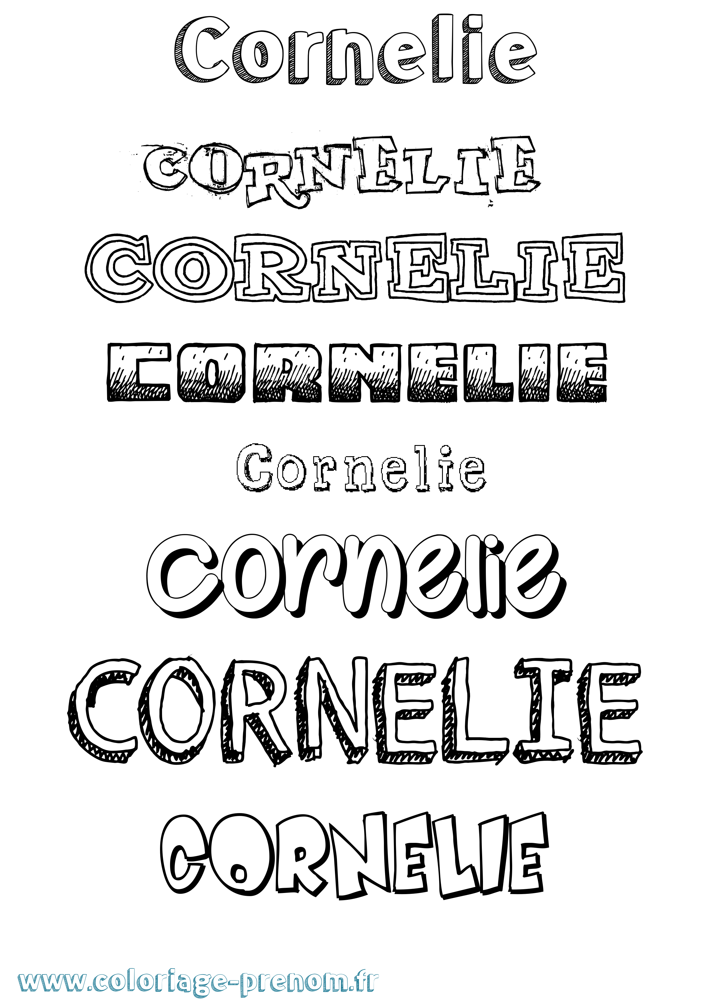 Coloriage prénom Cornelie Dessiné