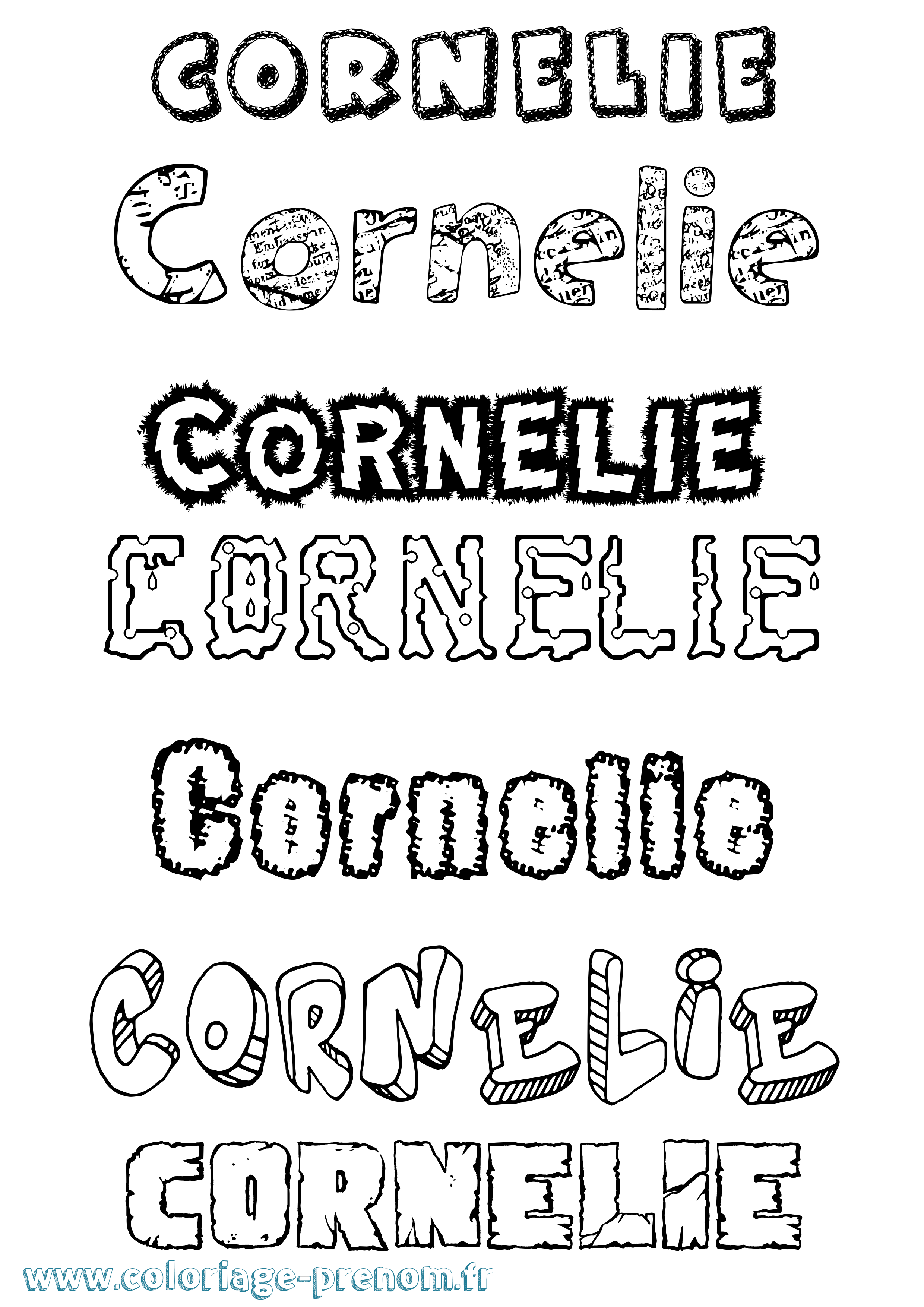 Coloriage prénom Cornelie Destructuré