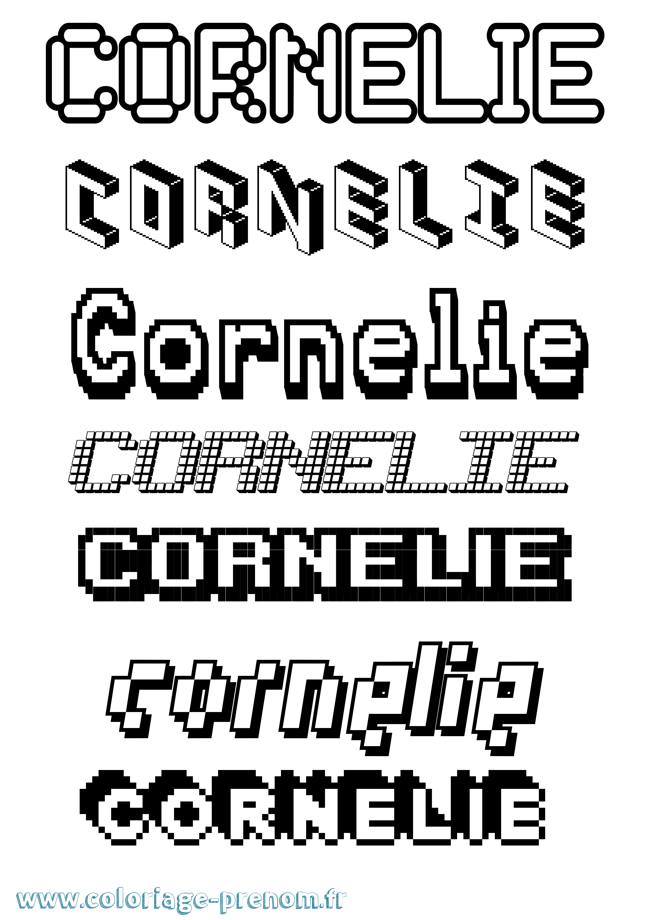 Coloriage prénom Cornelie Pixel