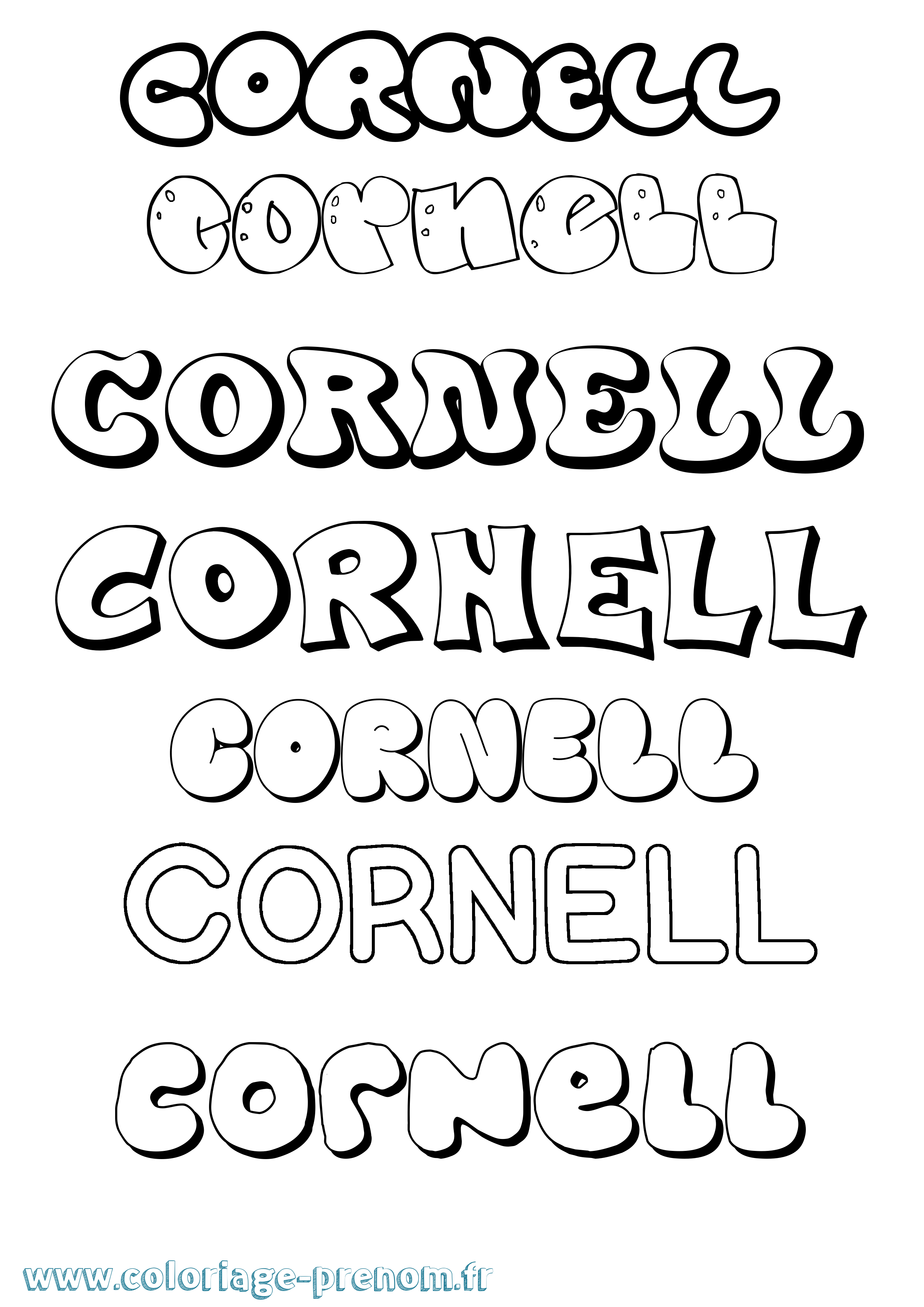 Coloriage prénom Cornell Bubble