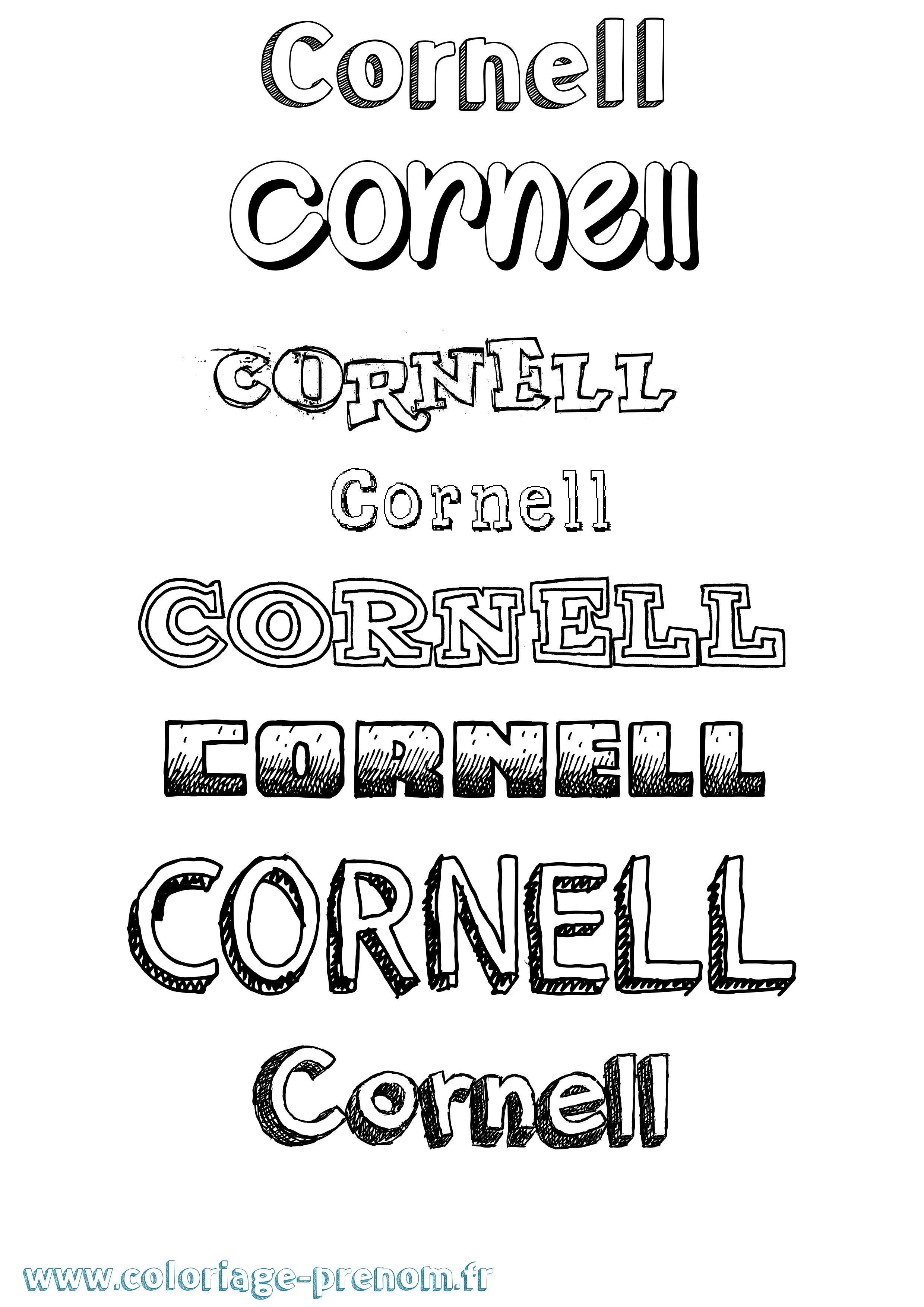 Coloriage prénom Cornell Dessiné