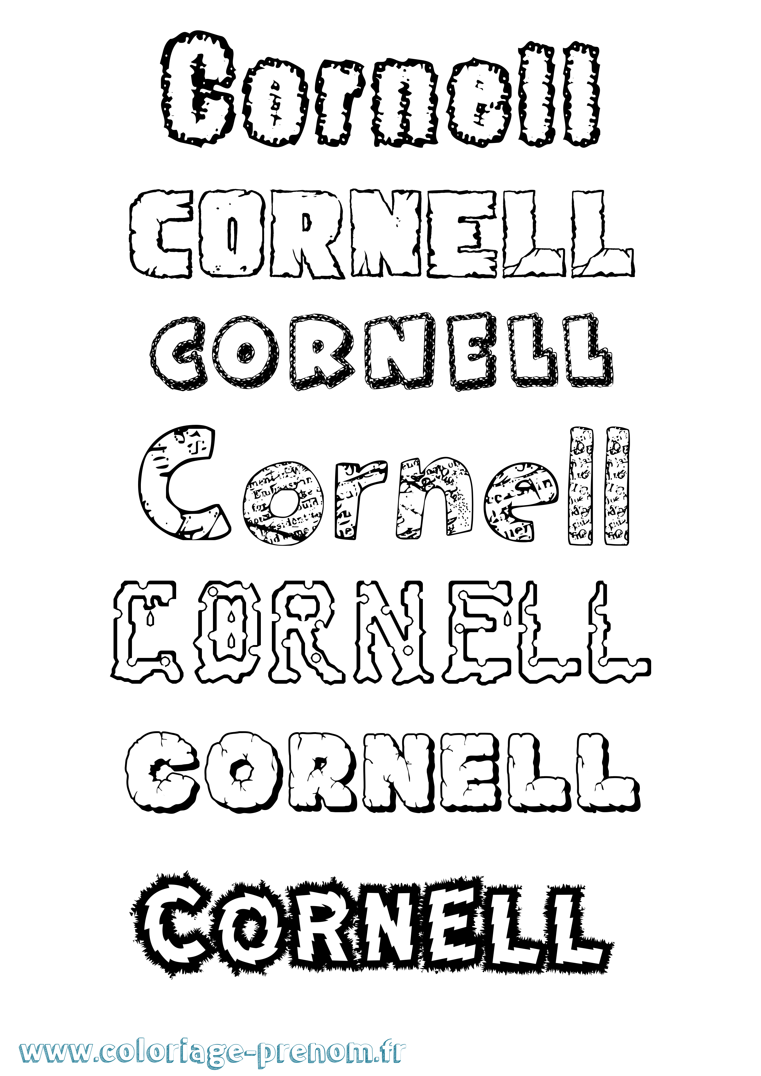 Coloriage prénom Cornell Destructuré