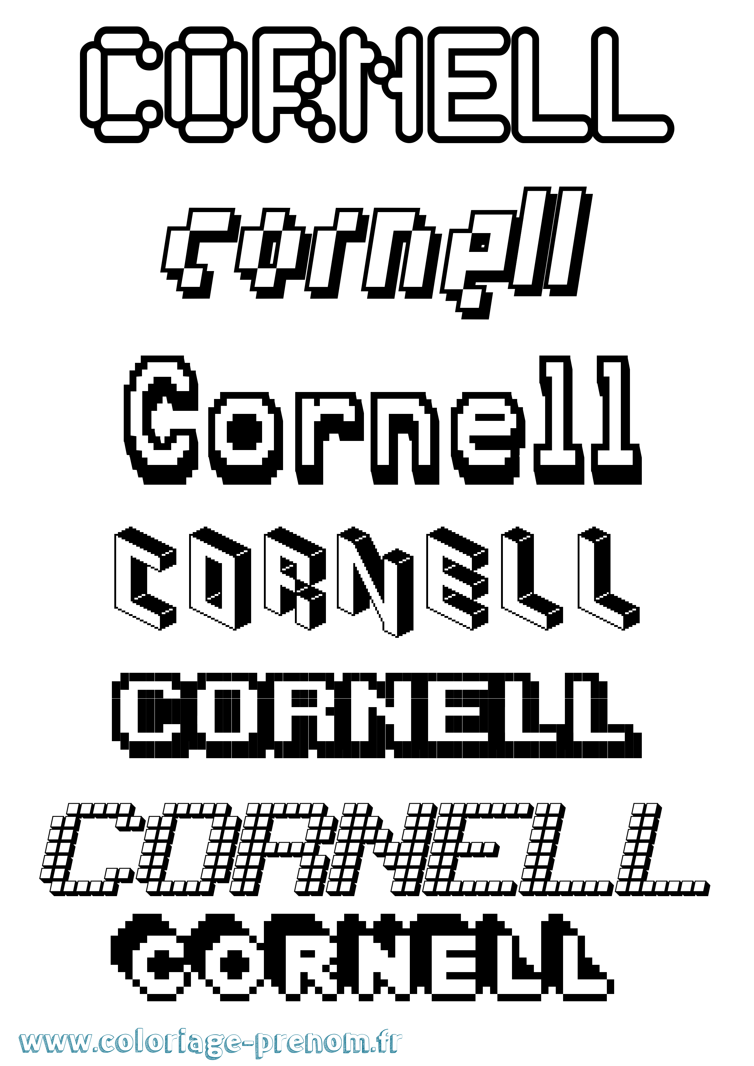 Coloriage prénom Cornell Pixel