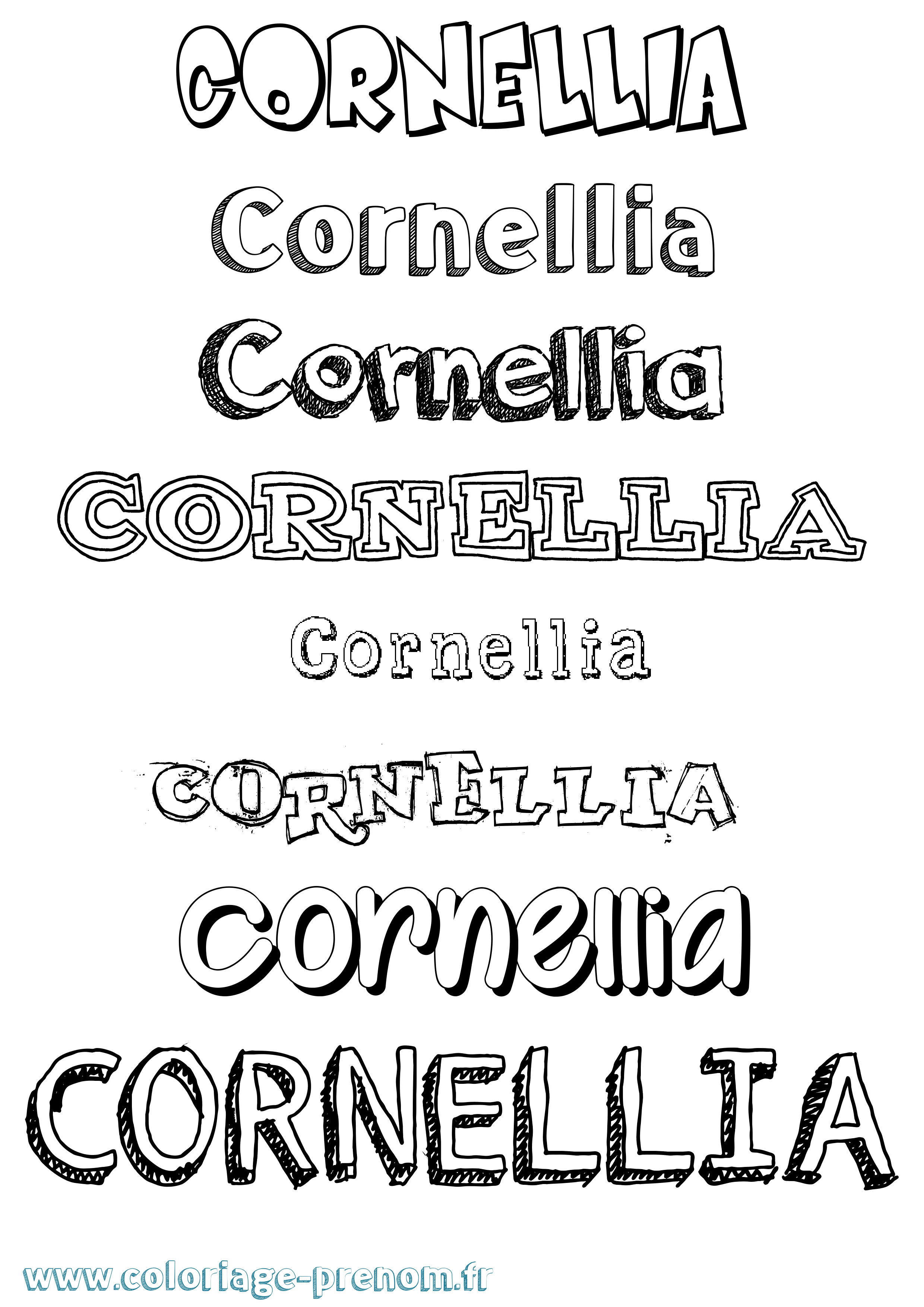 Coloriage prénom Cornellia Dessiné