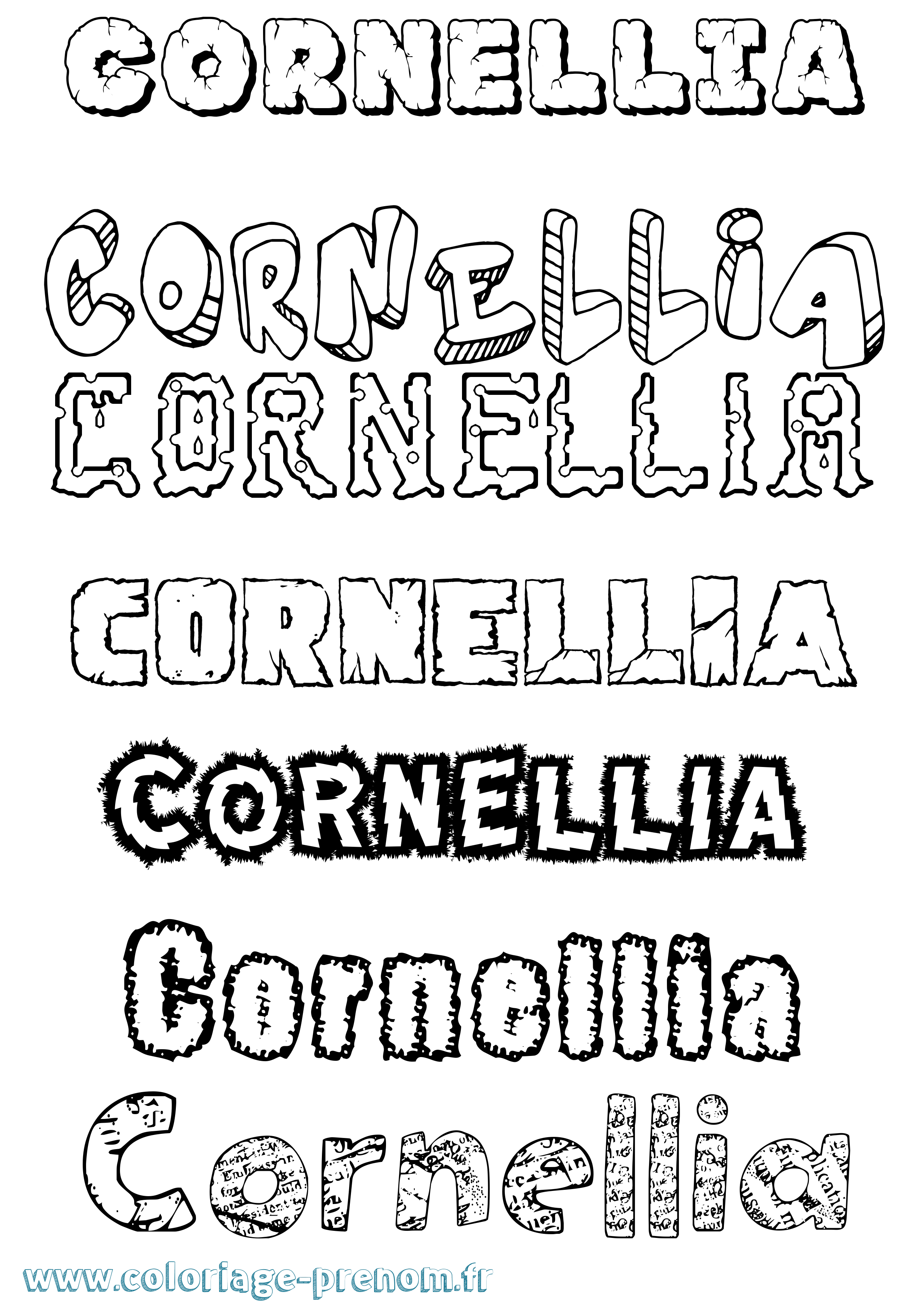Coloriage prénom Cornellia Destructuré