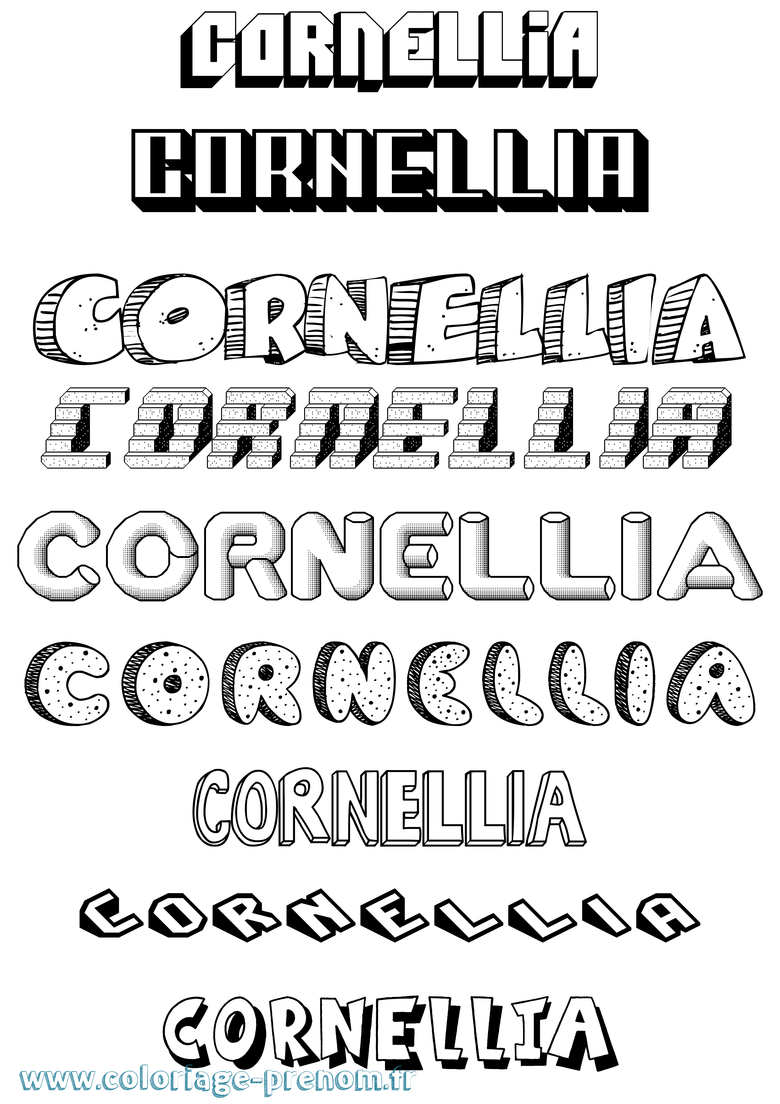 Coloriage prénom Cornellia Effet 3D