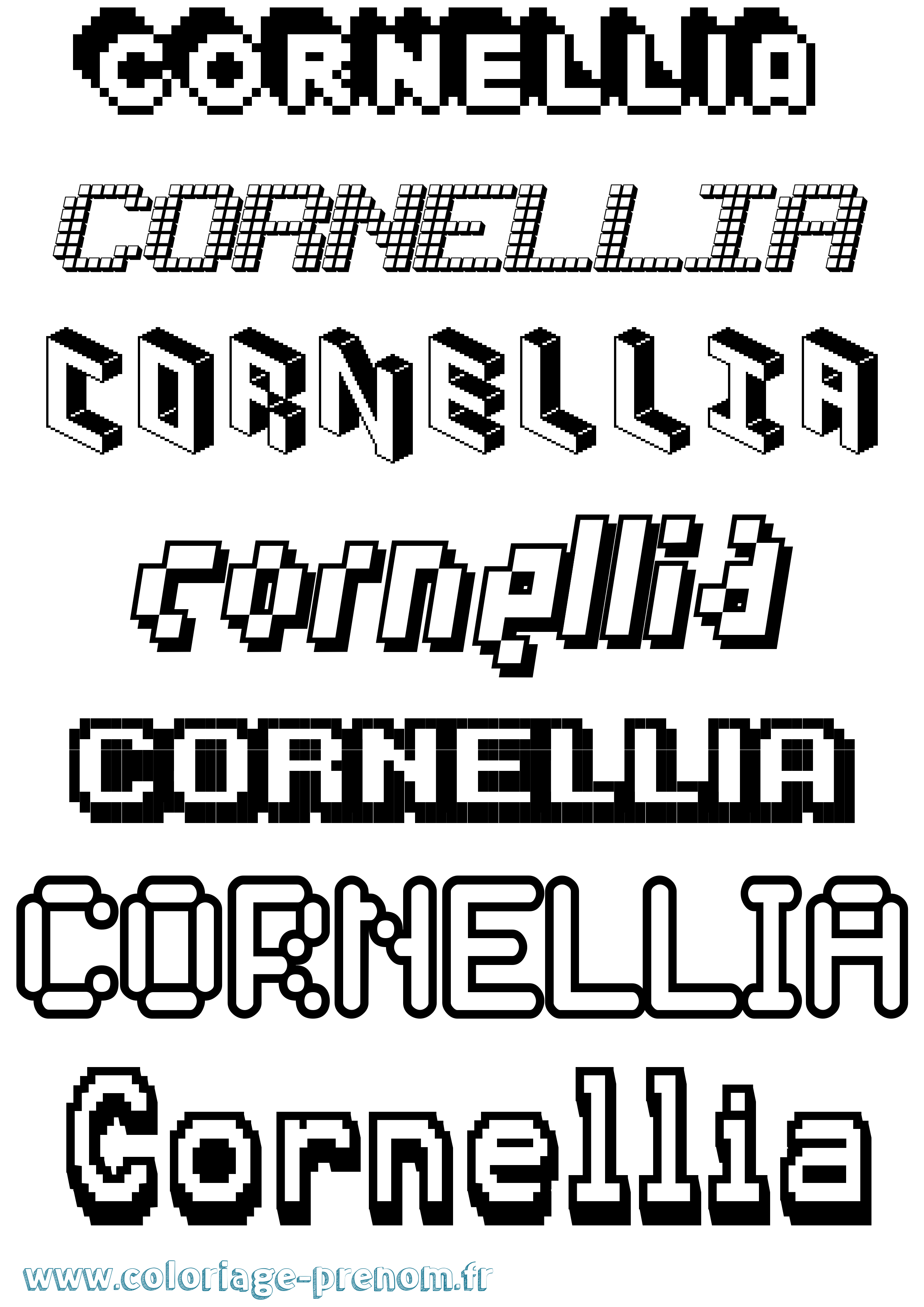 Coloriage prénom Cornellia Pixel
