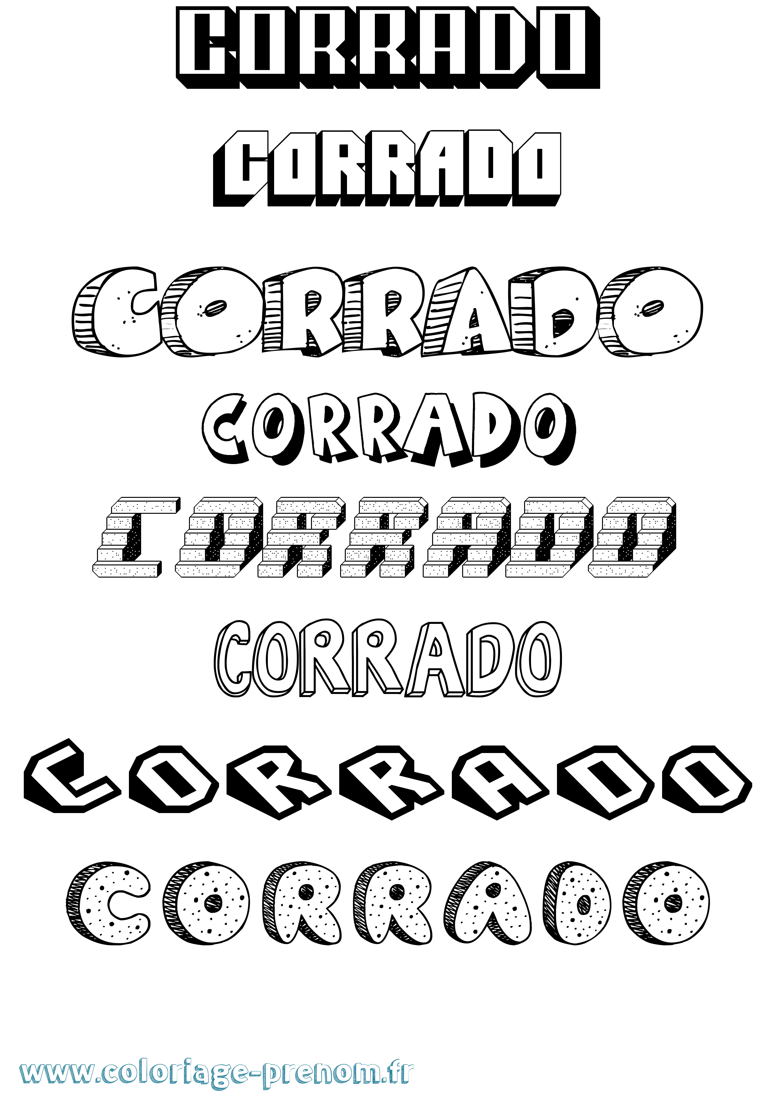 Coloriage prénom Corrado Effet 3D