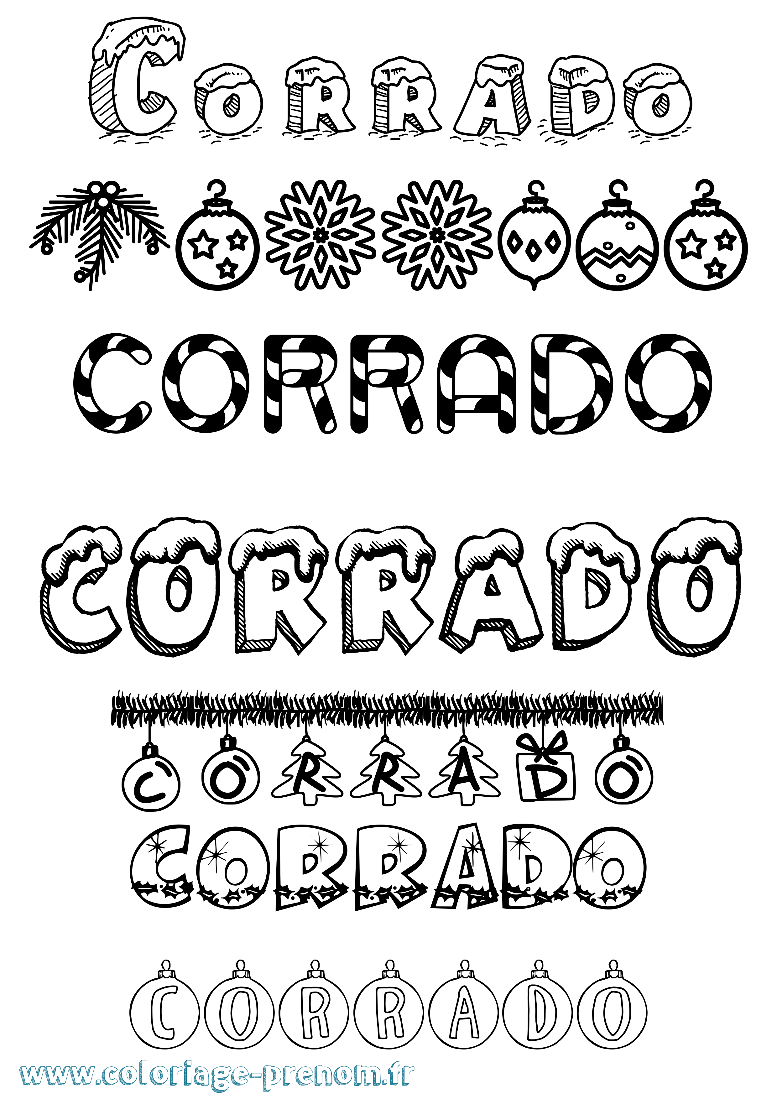 Coloriage prénom Corrado Noël