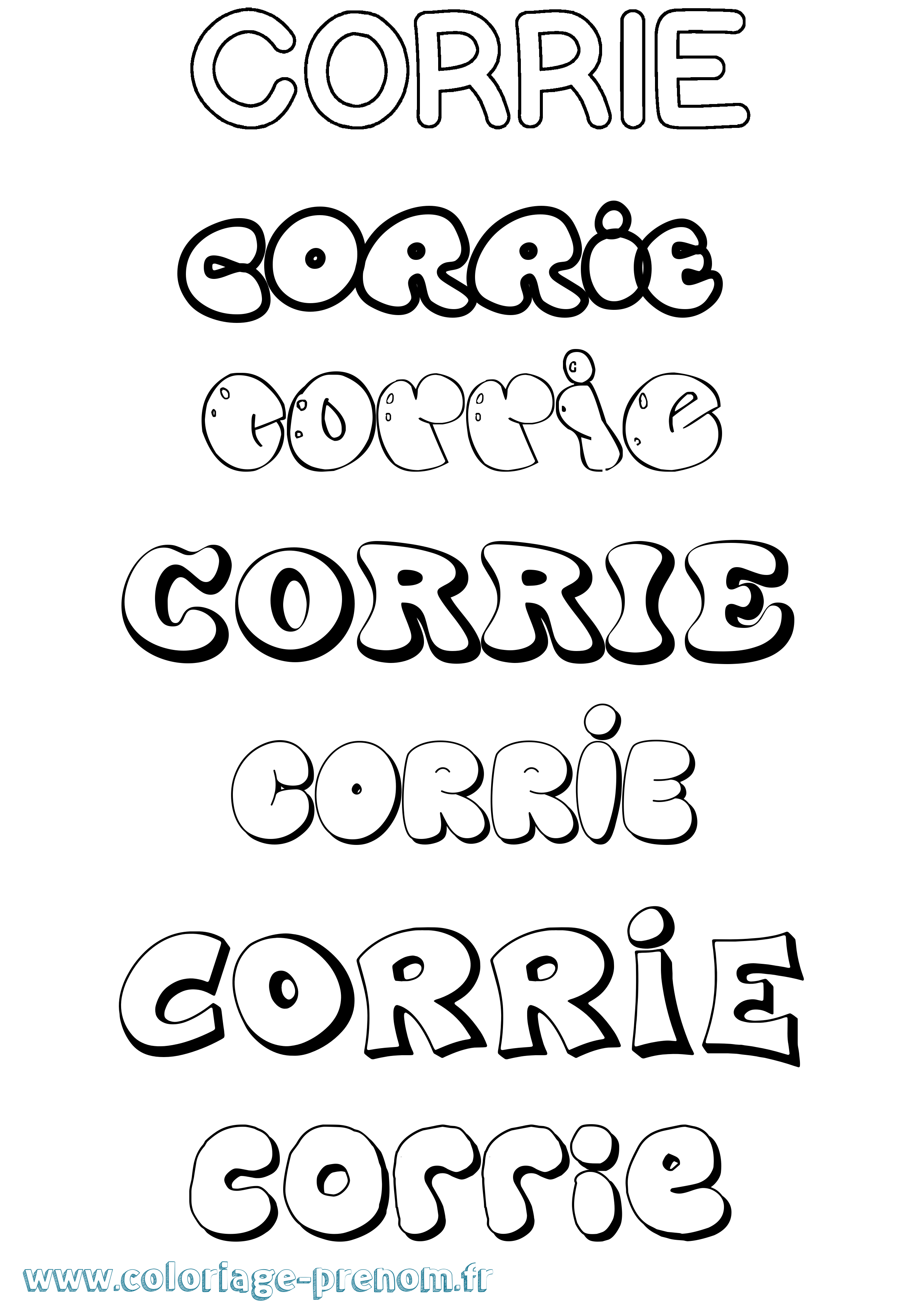 Coloriage Corrie Bubble Coloriage prénom Corrie Bubble
