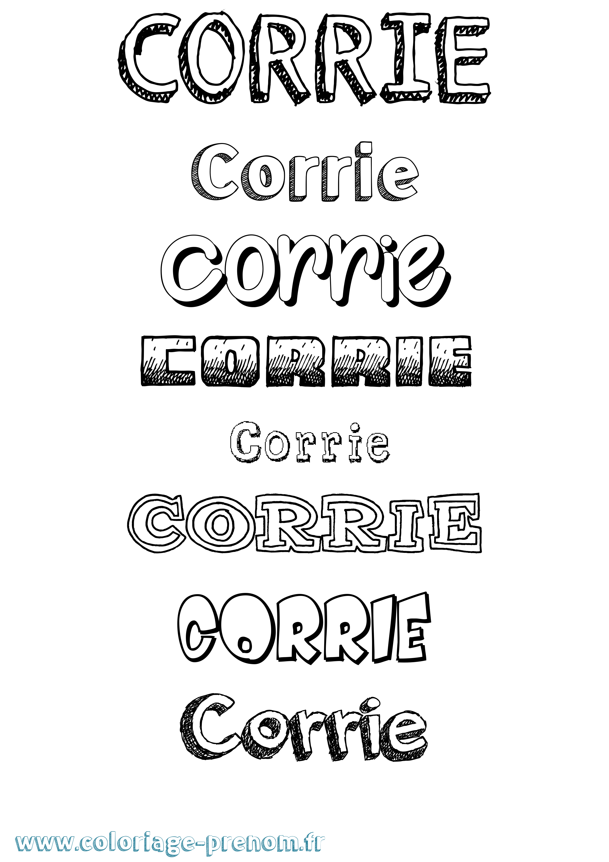 Coloriage prénom Corrie Dessiné