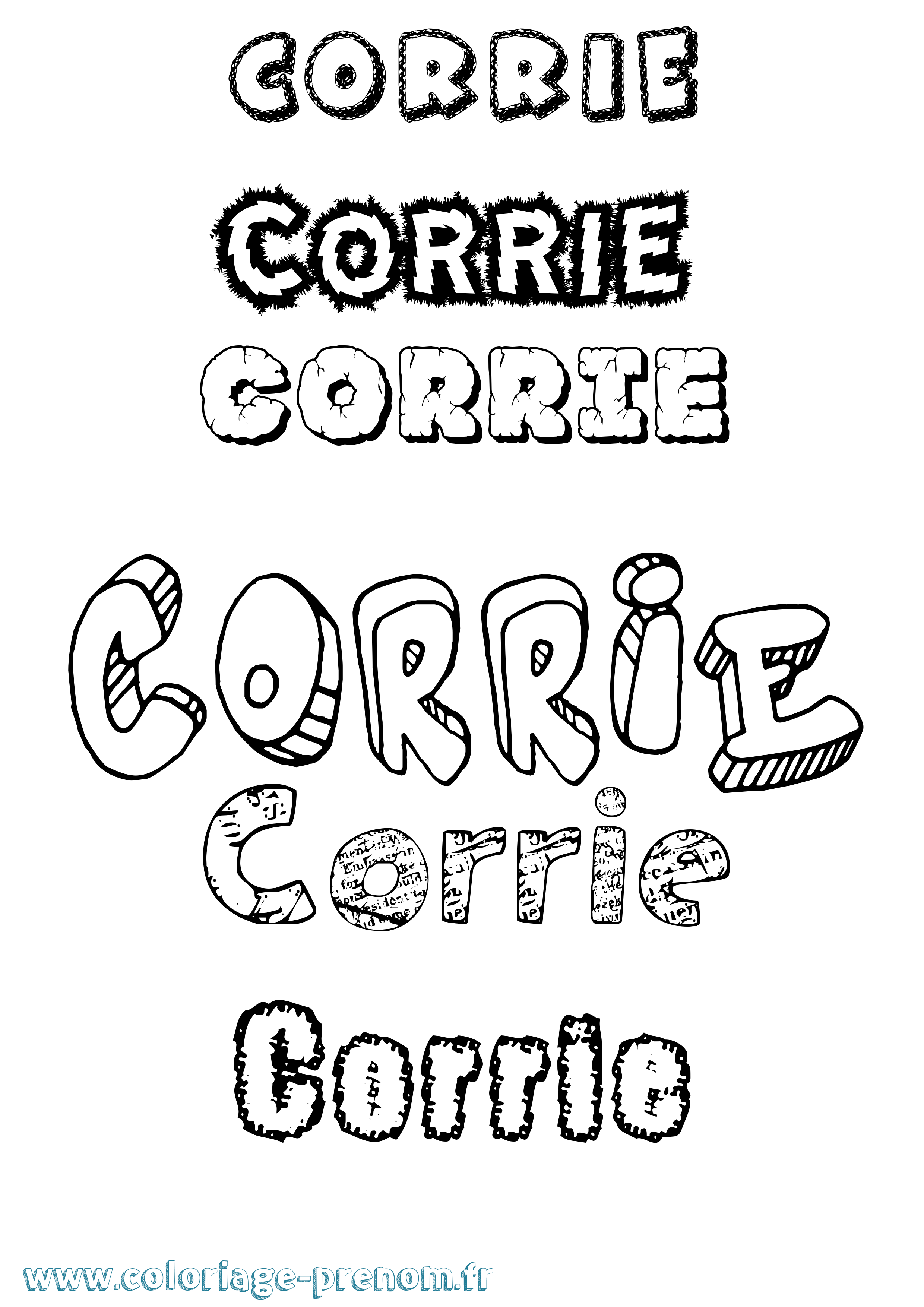 Coloriage prénom Corrie Destructuré
