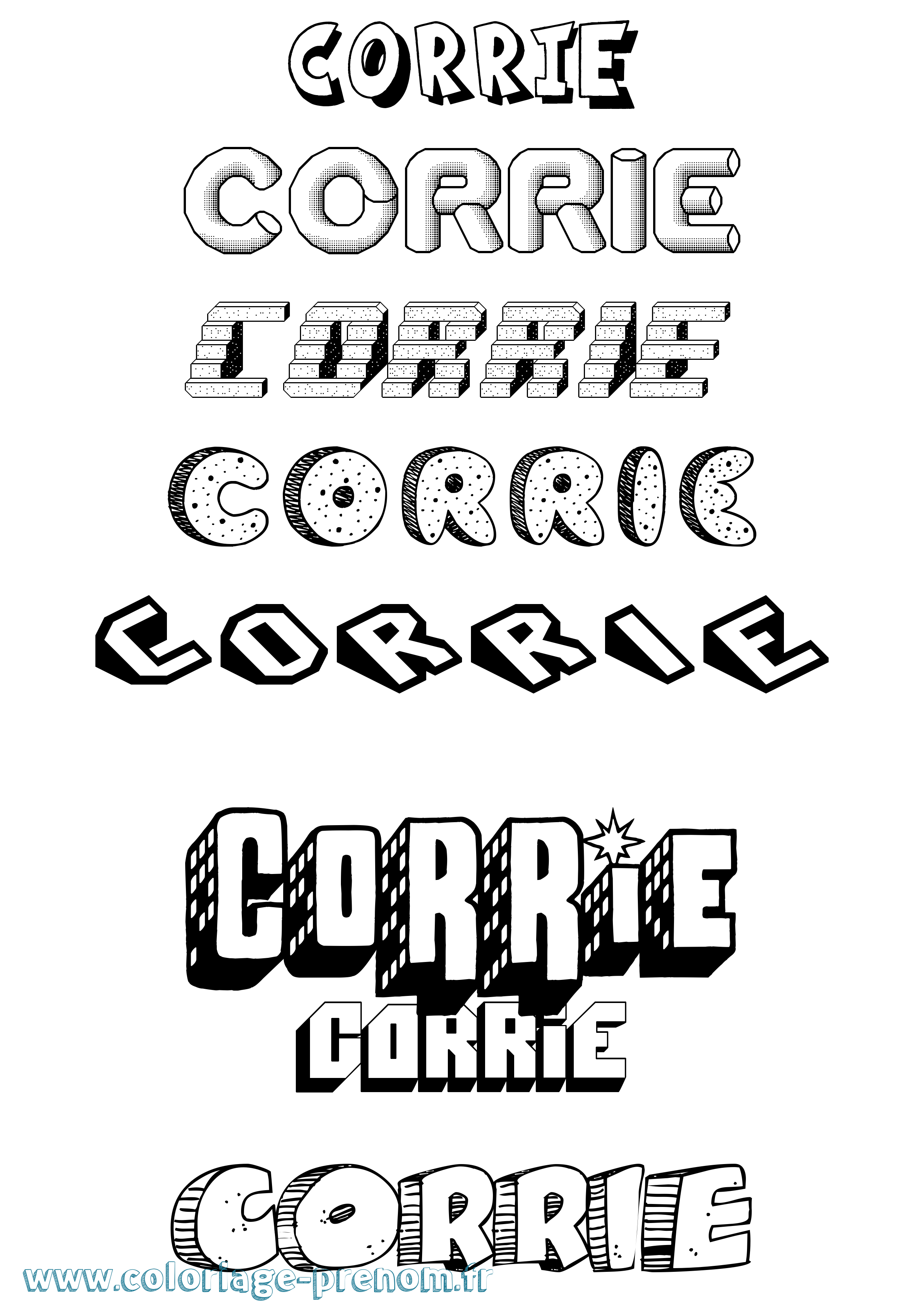 Coloriage prénom Corrie Effet 3D