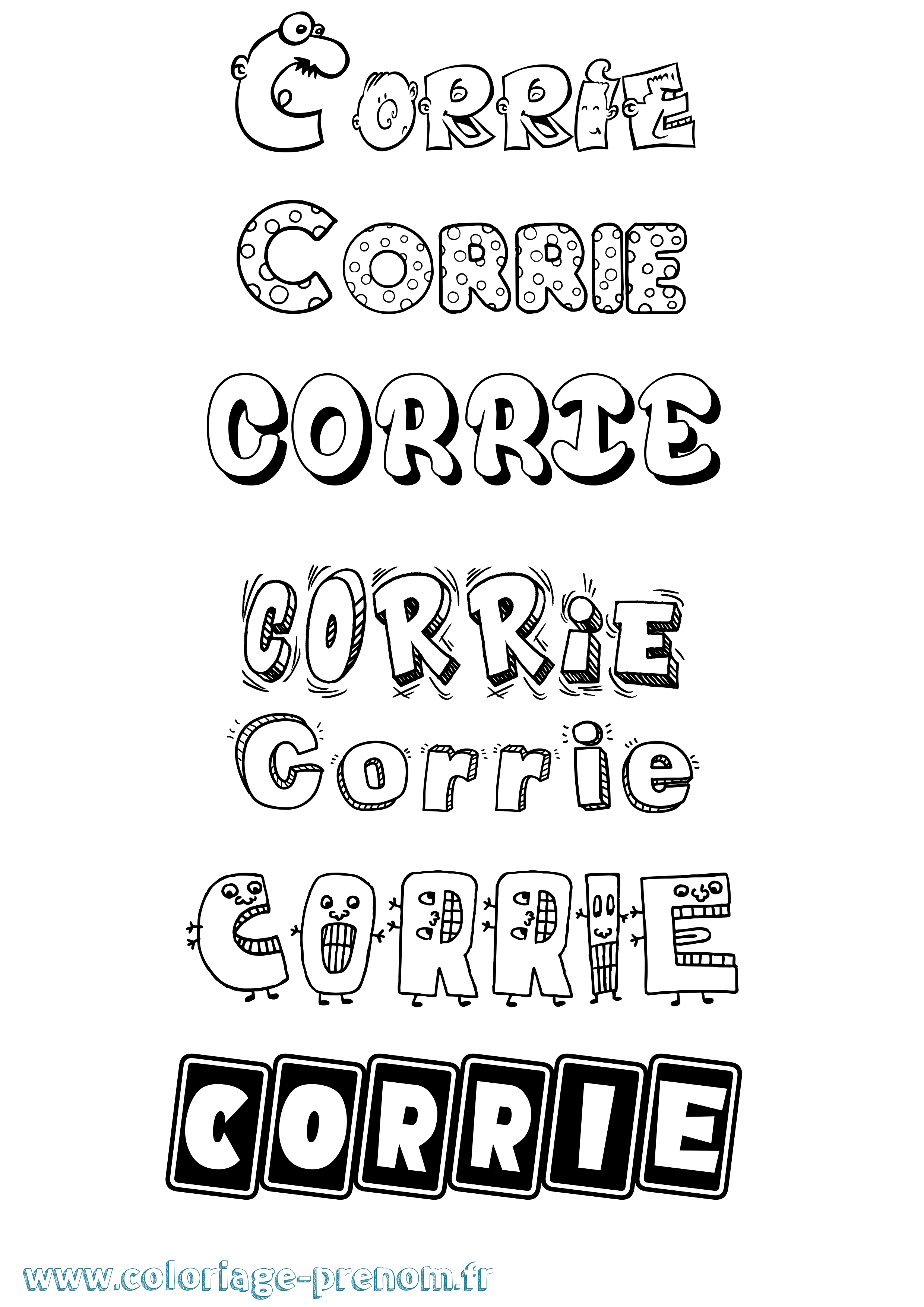 Coloriage prénom Corrie Fun