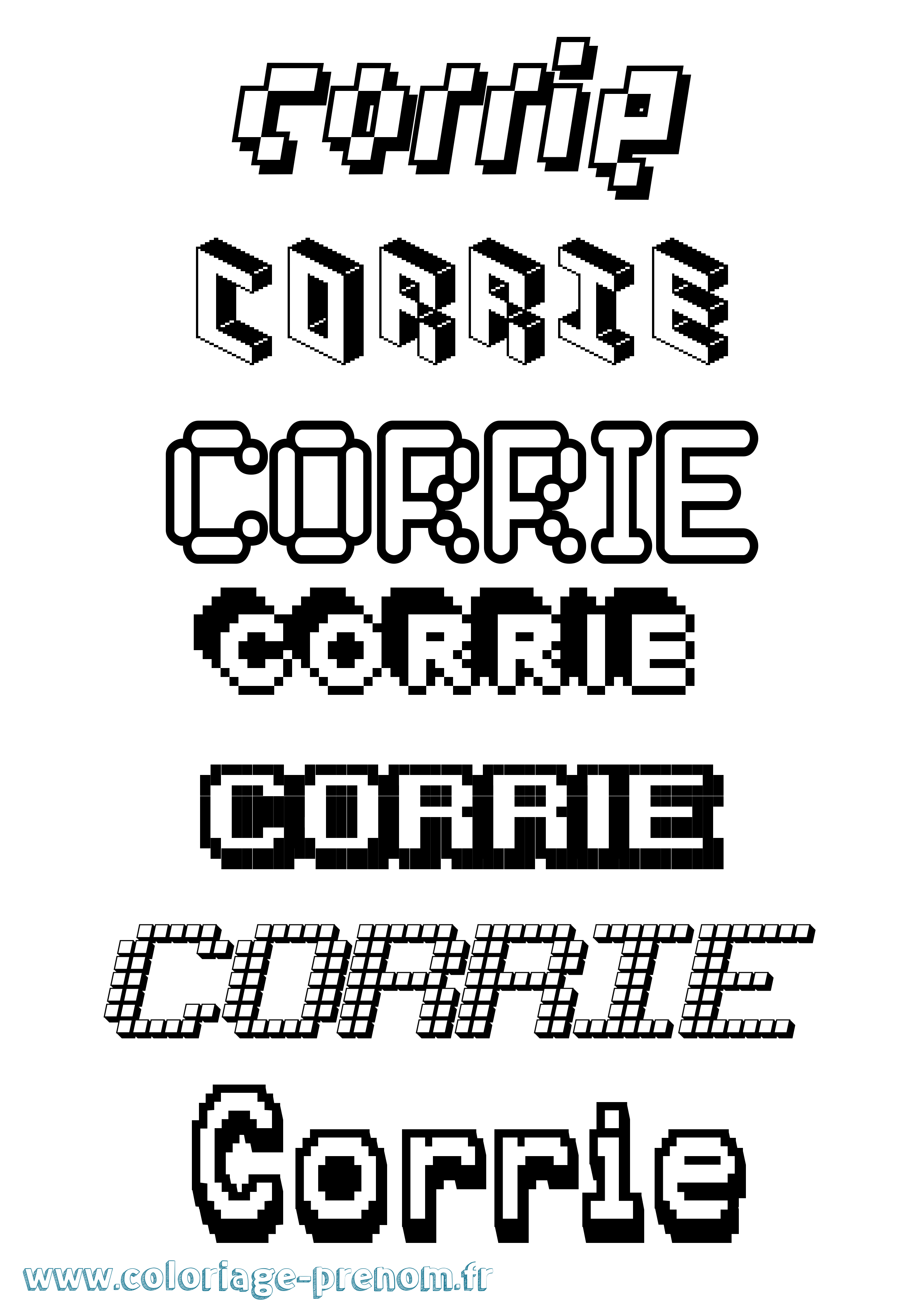 Coloriage prénom Corrie Pixel