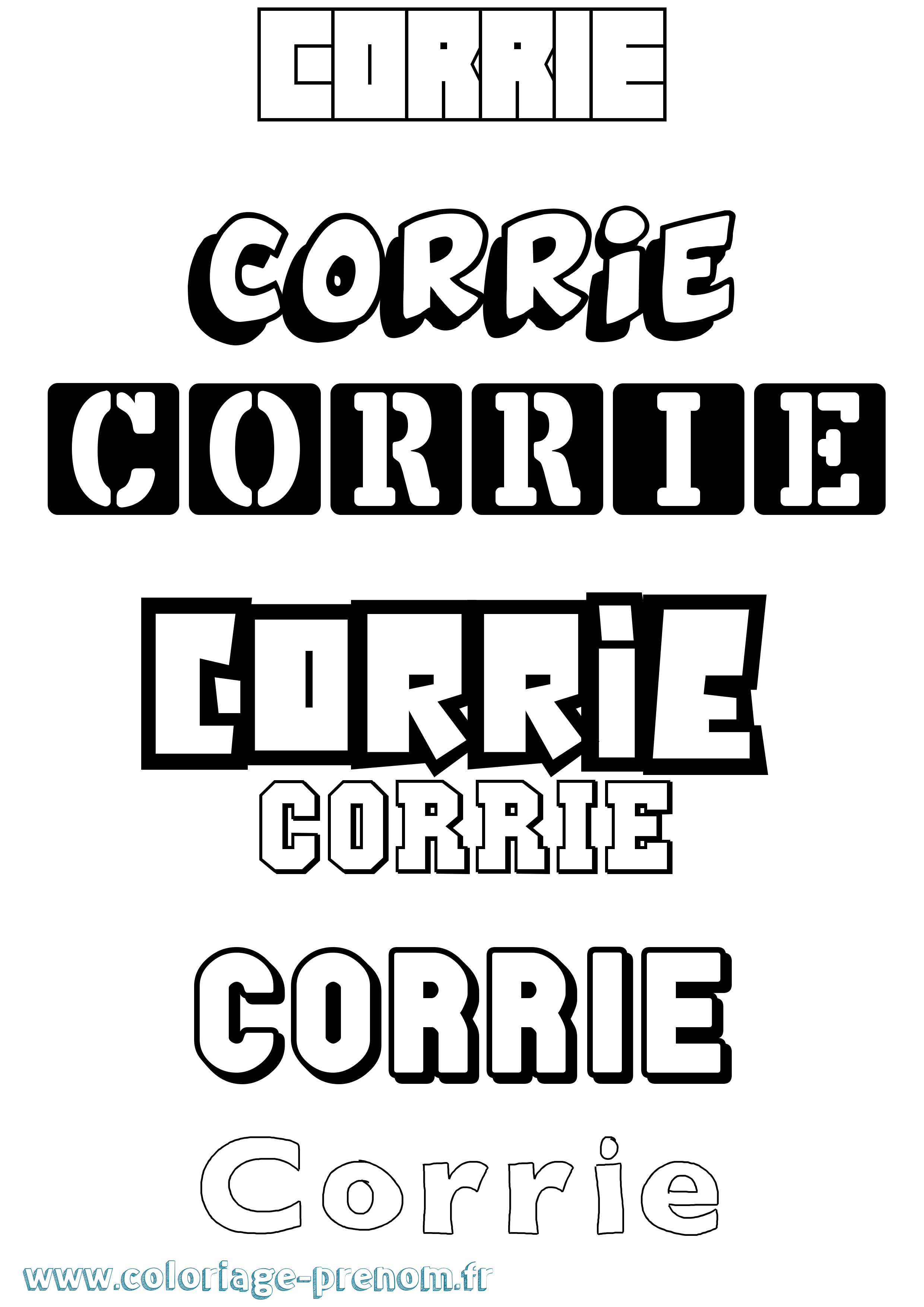 Coloriage prénom Corrie Simple
