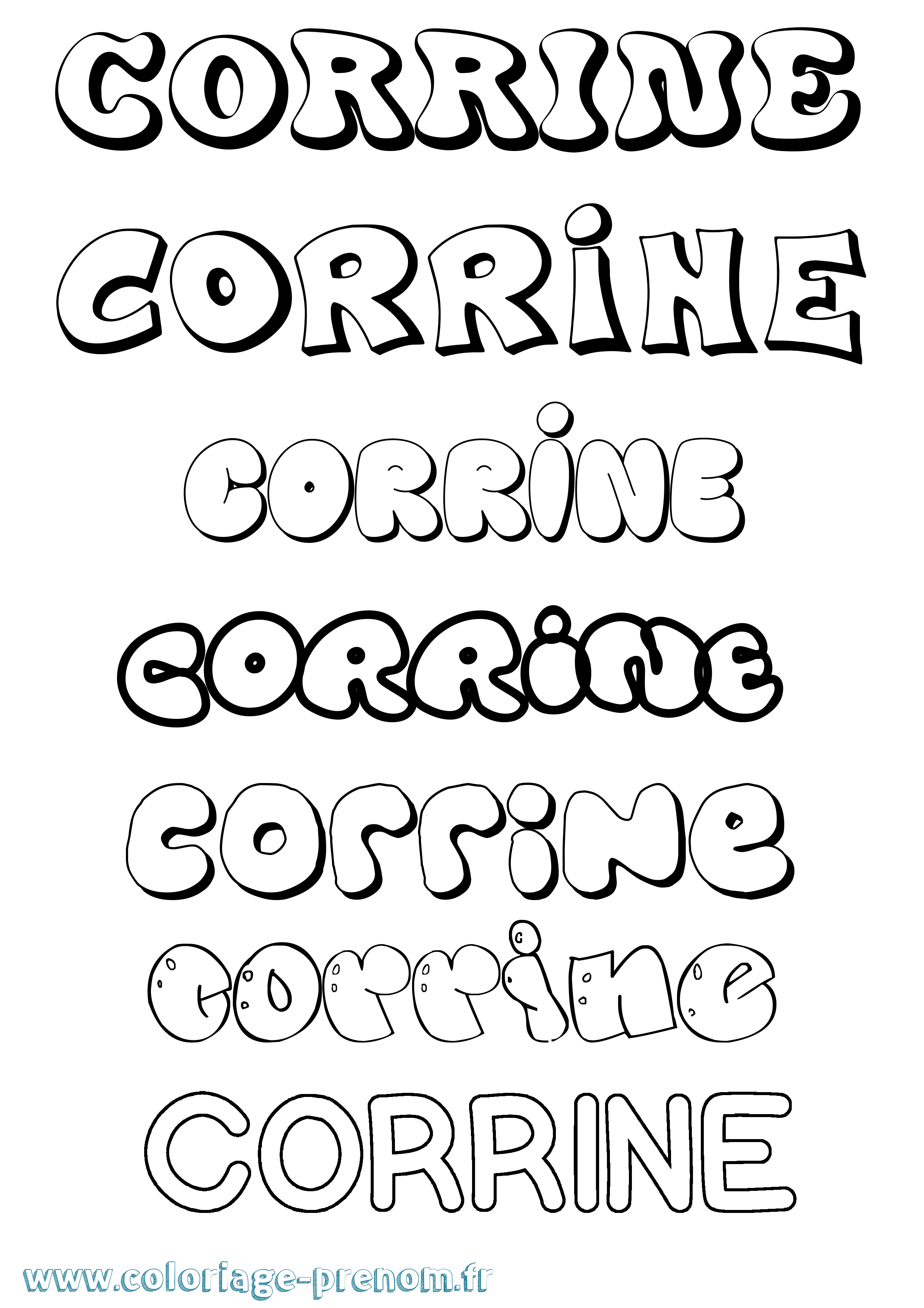 Coloriage prénom Corrine Bubble