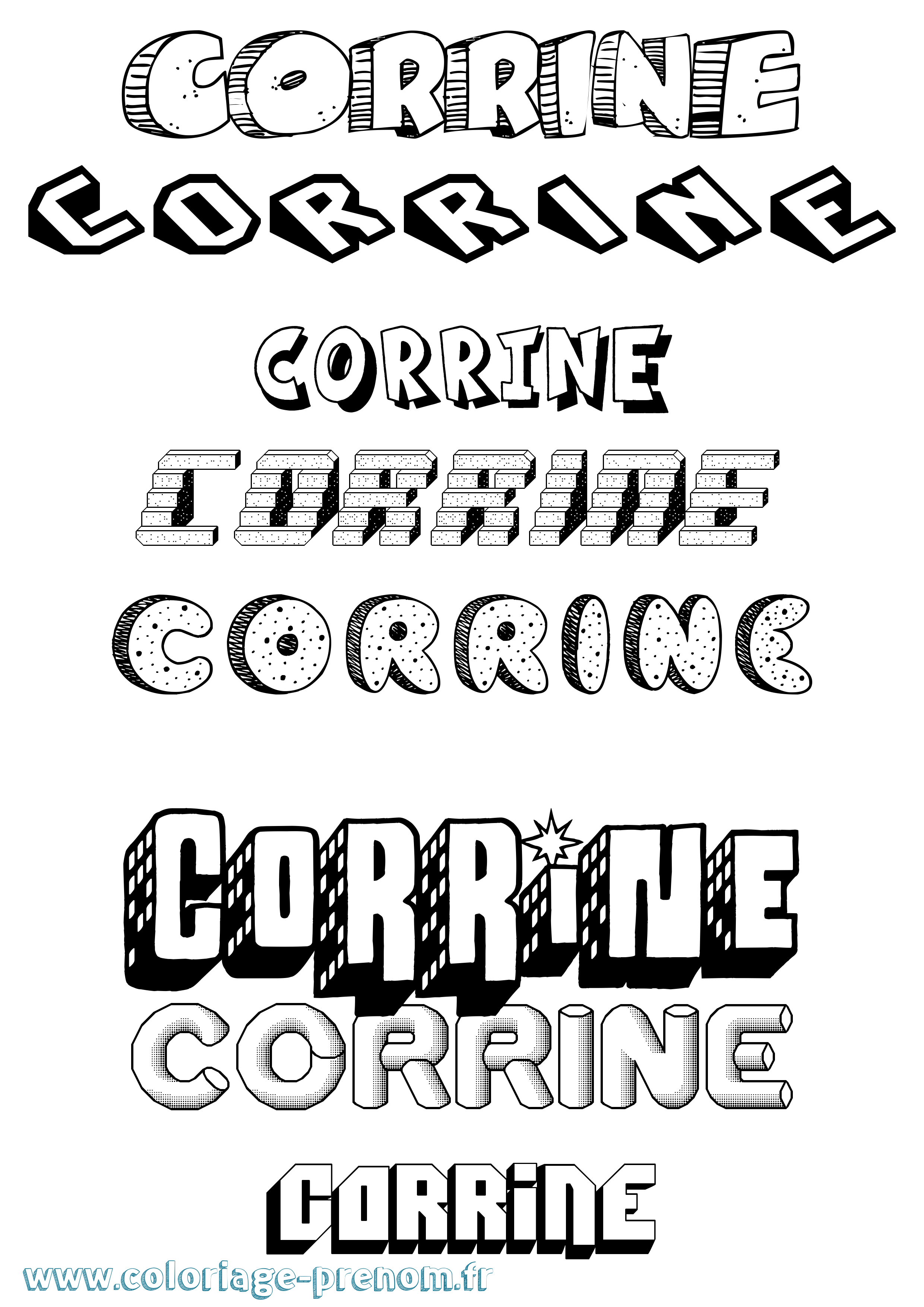 Coloriage prénom Corrine Effet 3D