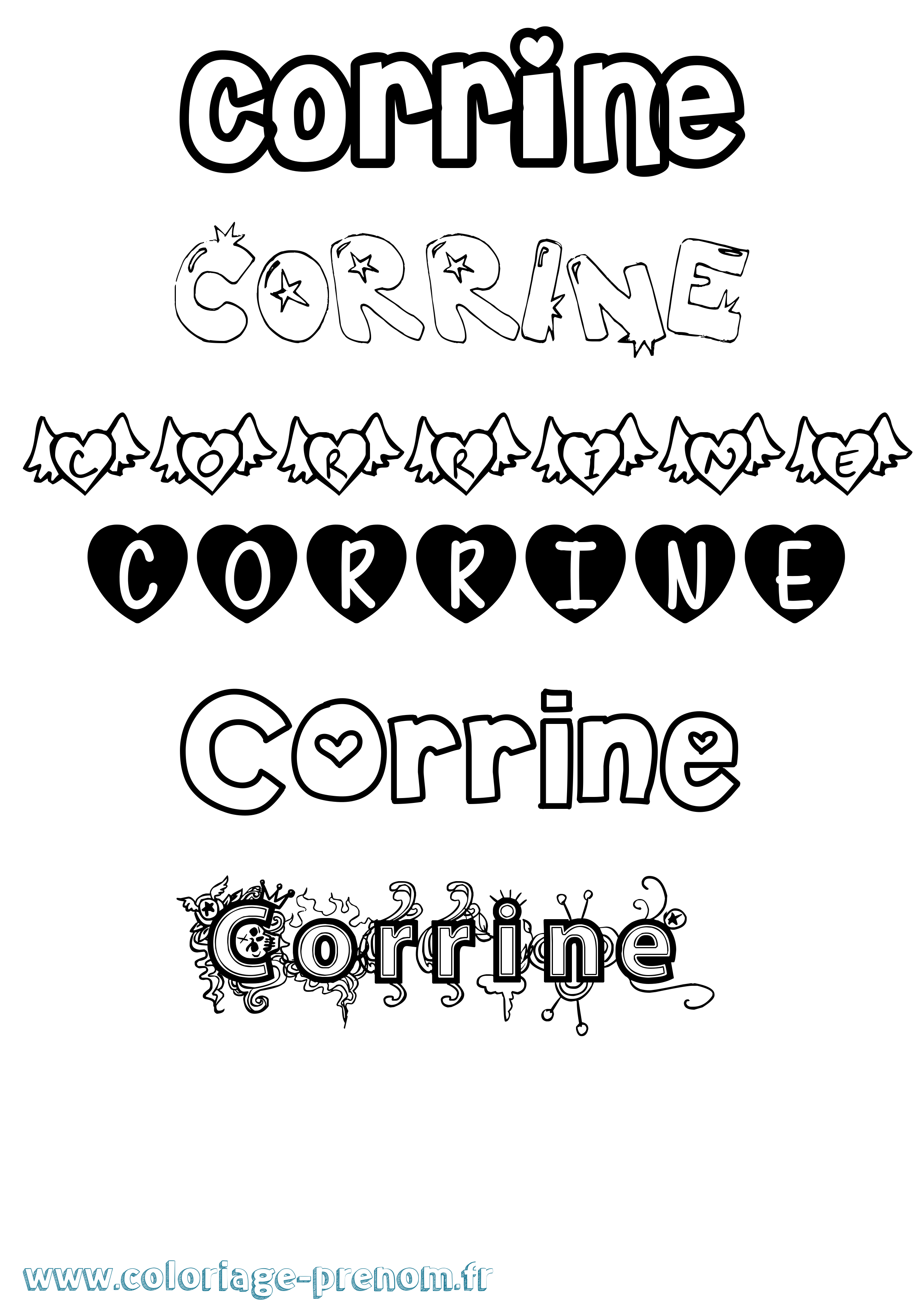 Coloriage prénom Corrine Girly