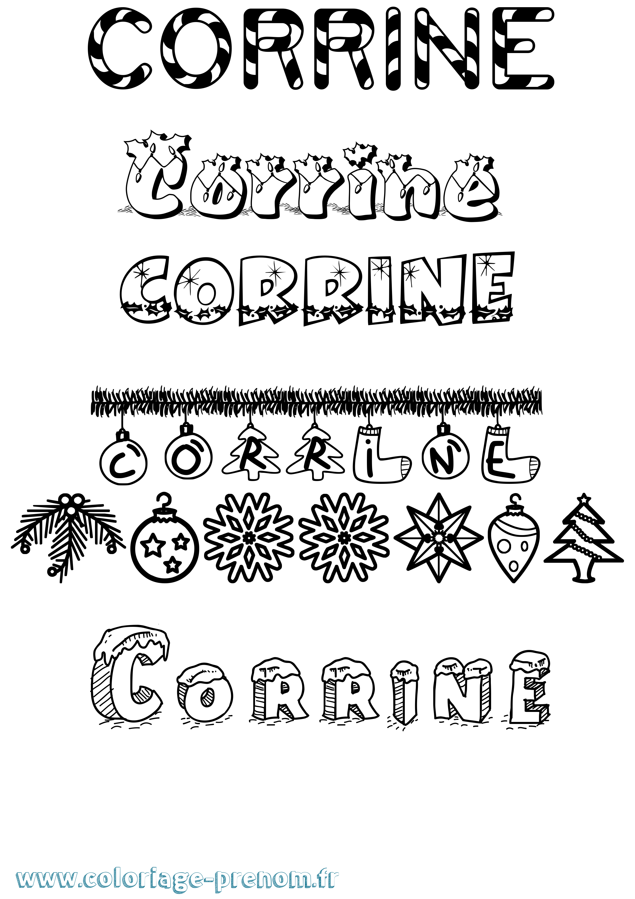 Coloriage prénom Corrine Noël