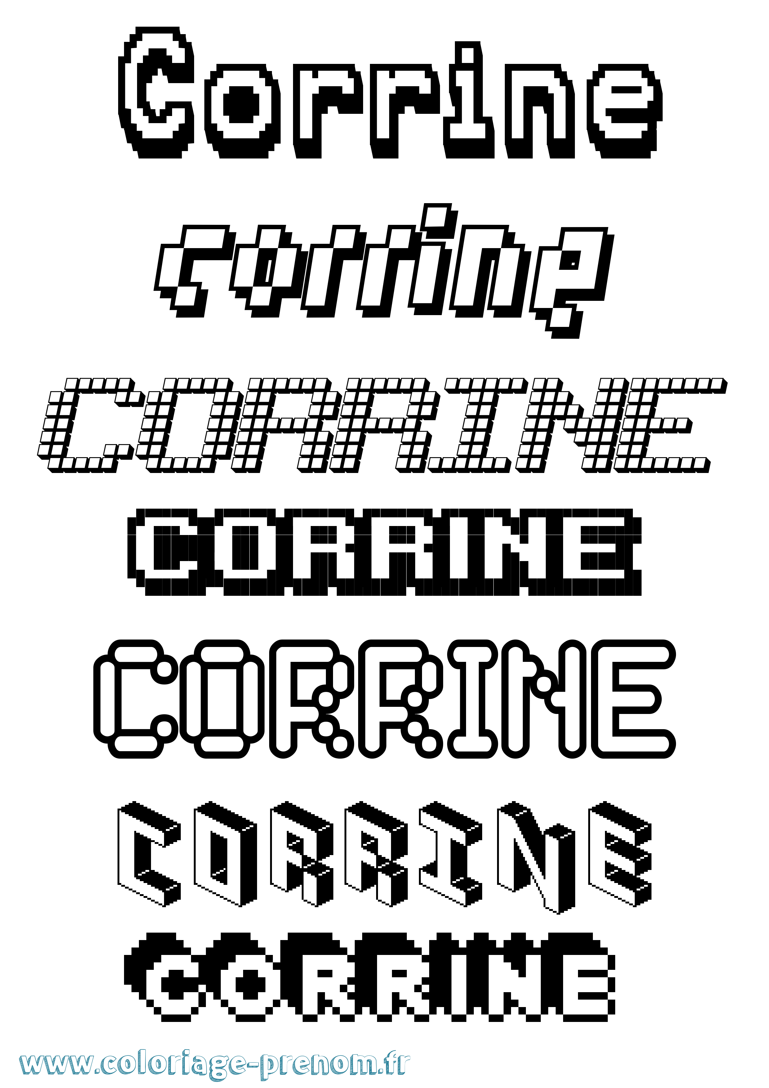 Coloriage prénom Corrine Pixel