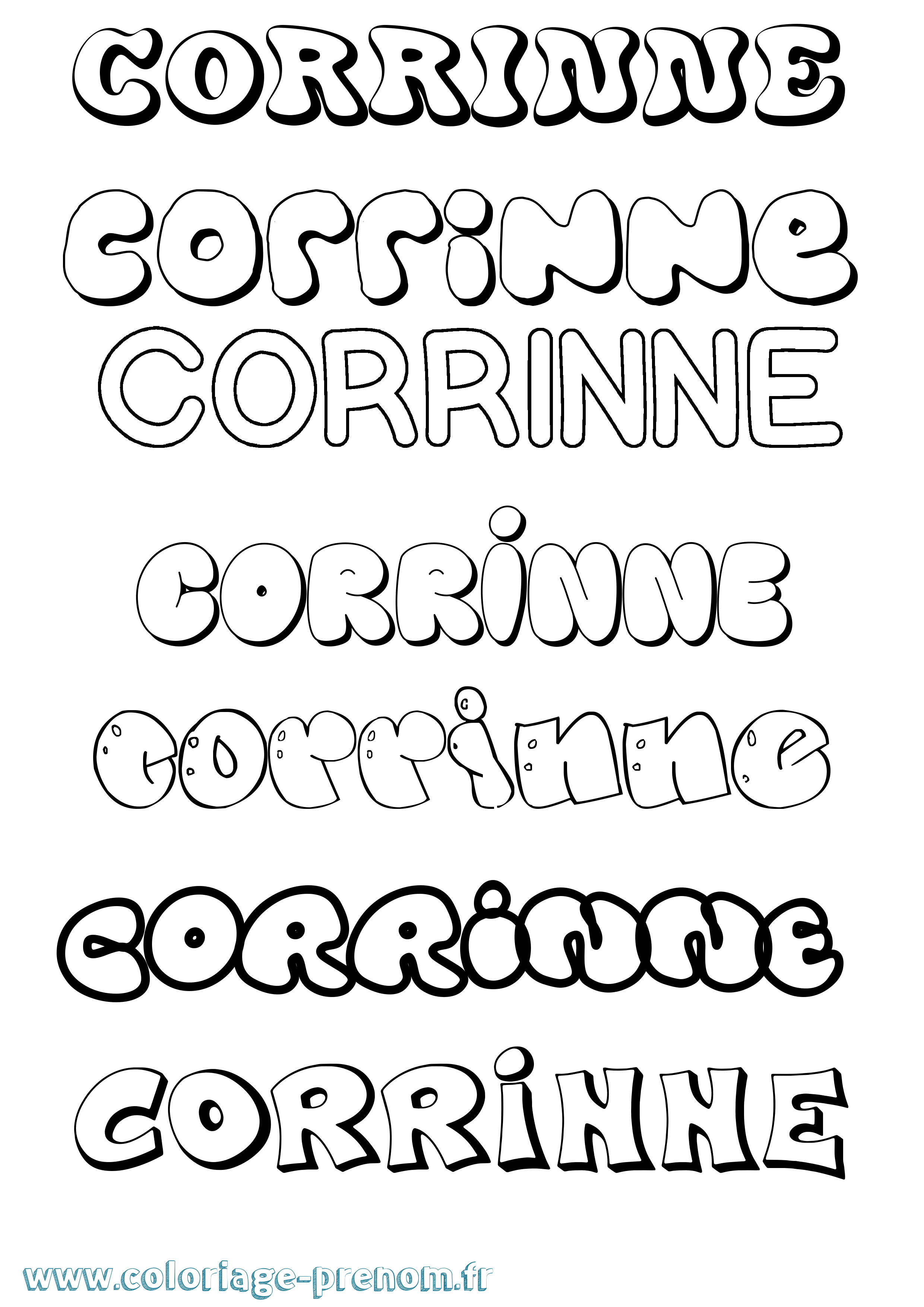 Coloriage prénom Corrinne Bubble