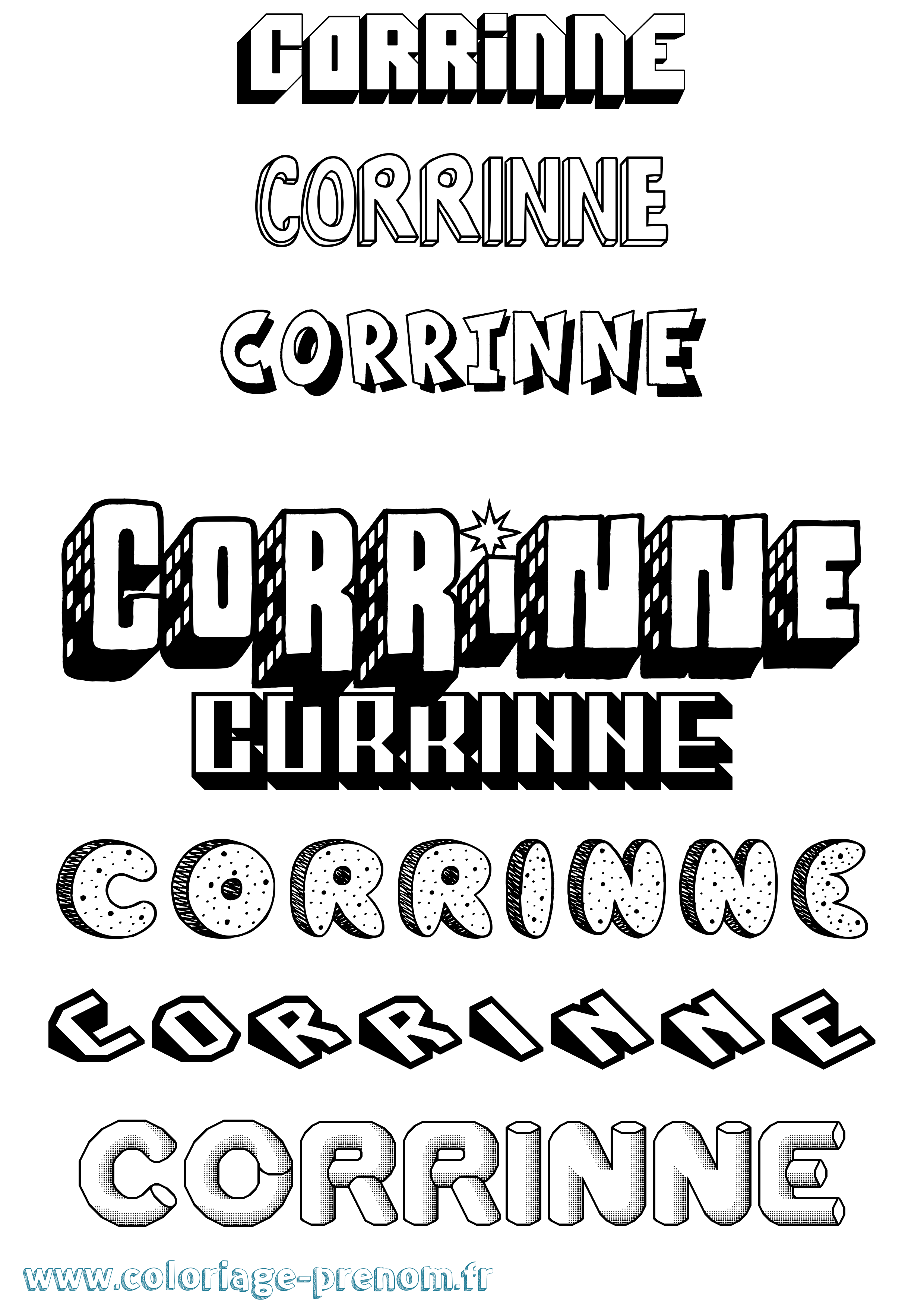Coloriage prénom Corrinne Effet 3D