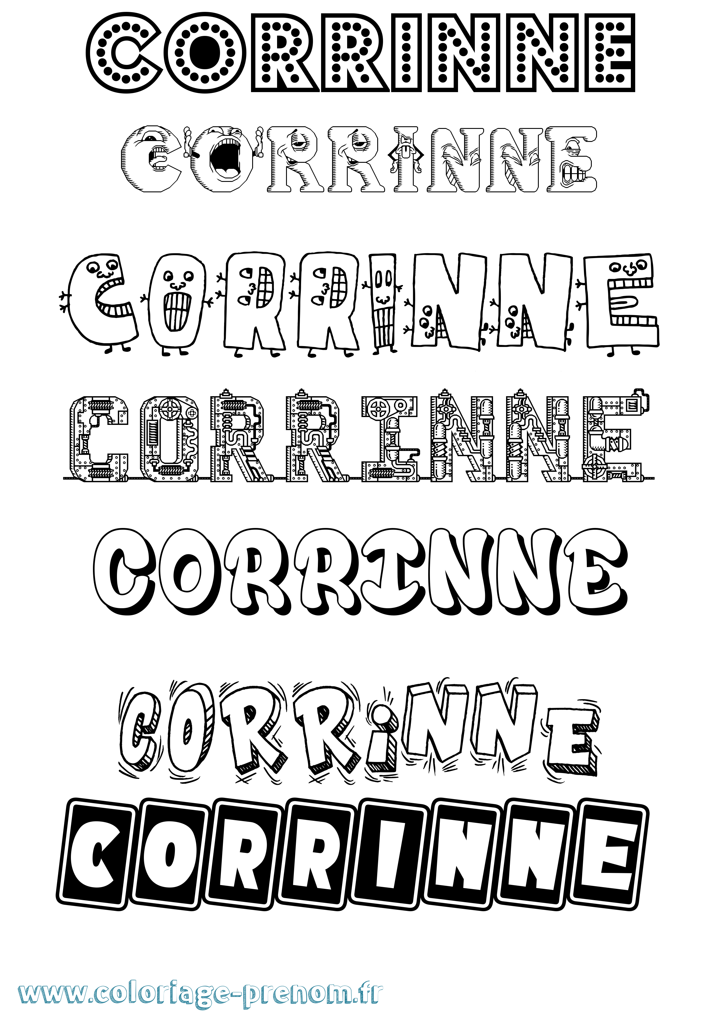 Coloriage prénom Corrinne Fun