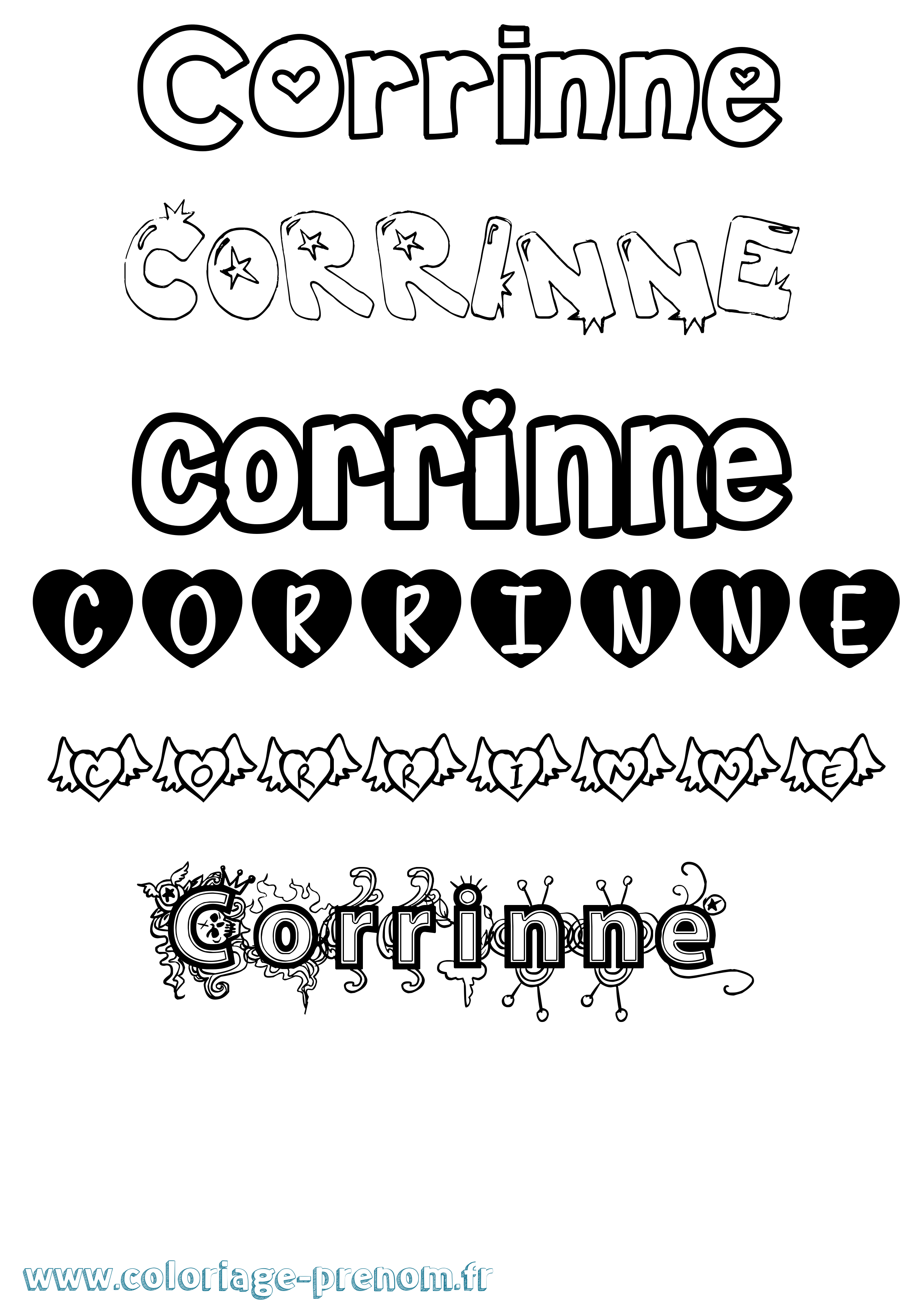 Coloriage prénom Corrinne Girly