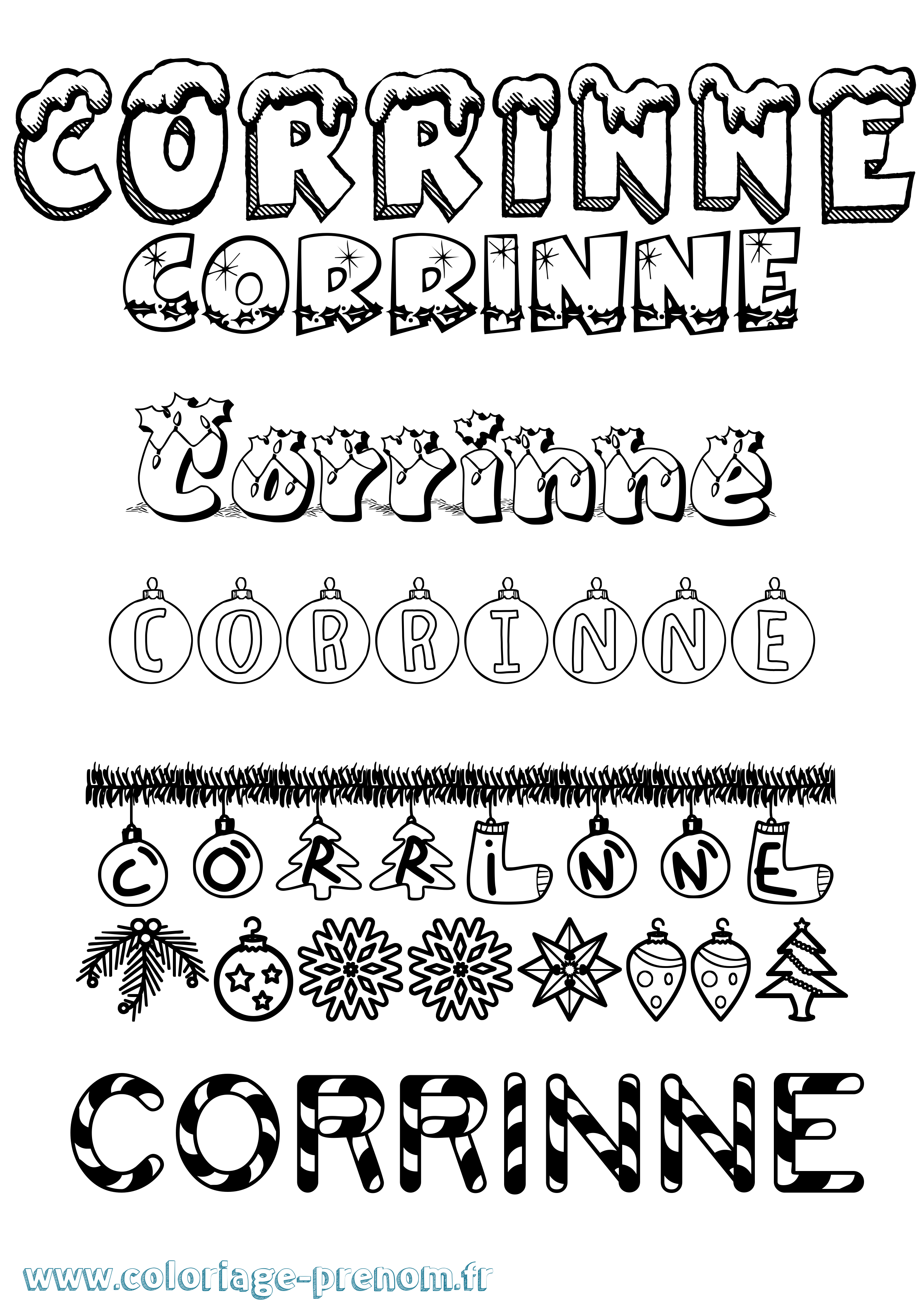 Coloriage prénom Corrinne Noël