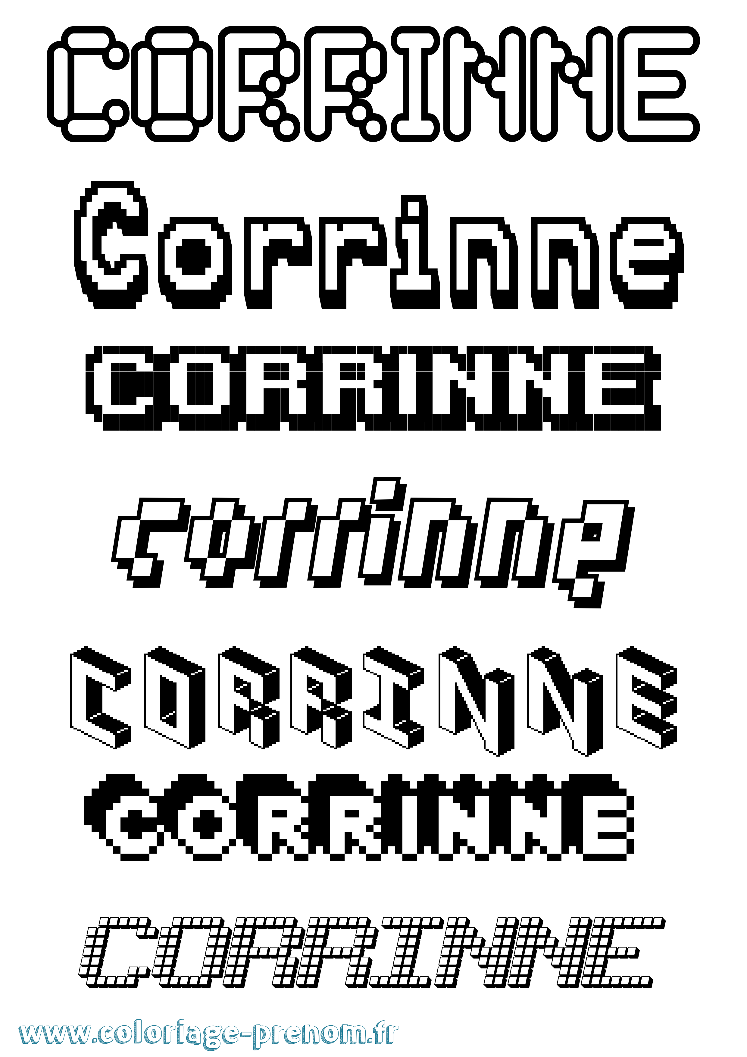 Coloriage prénom Corrinne Pixel