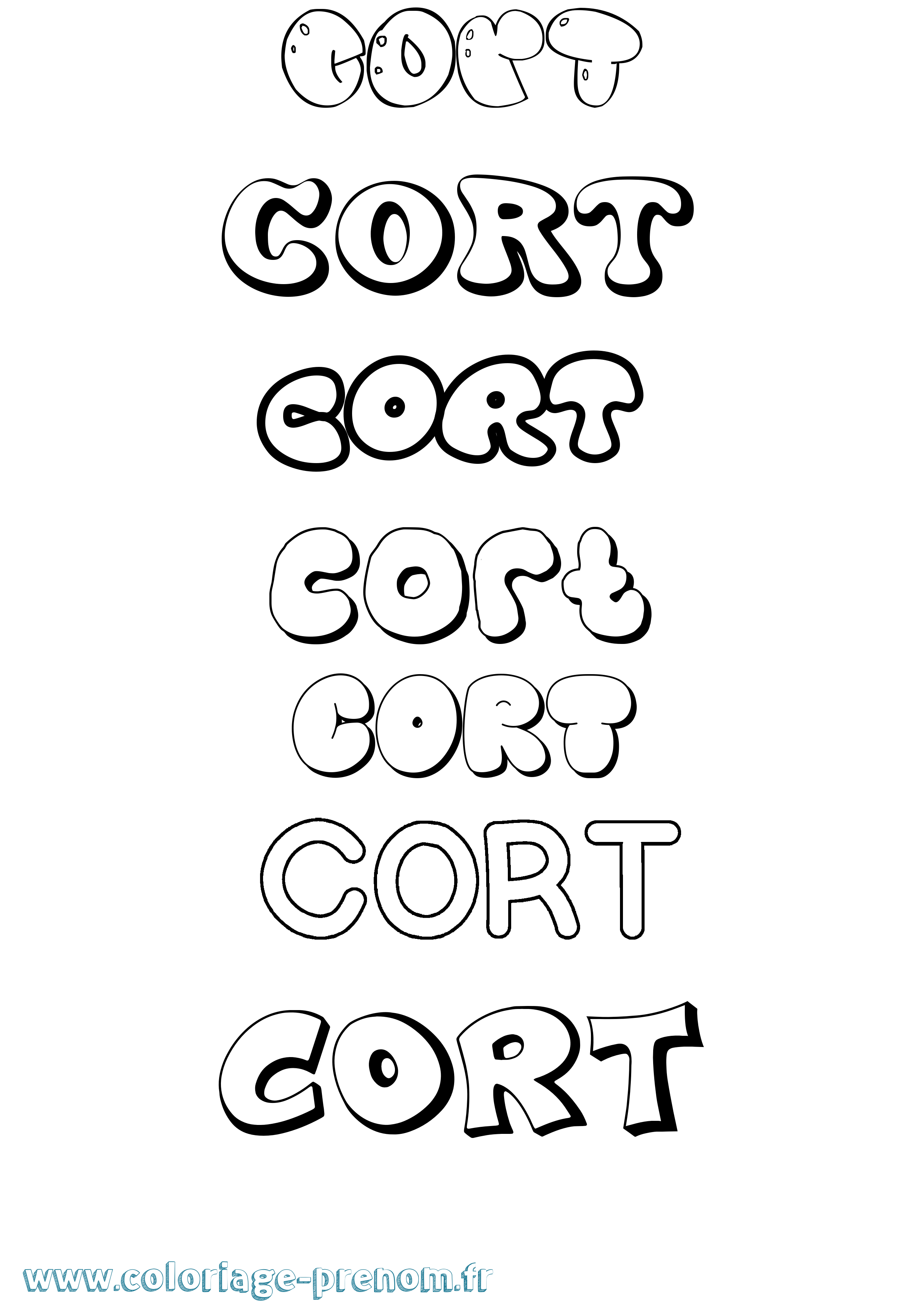 Coloriage prénom Cort Bubble