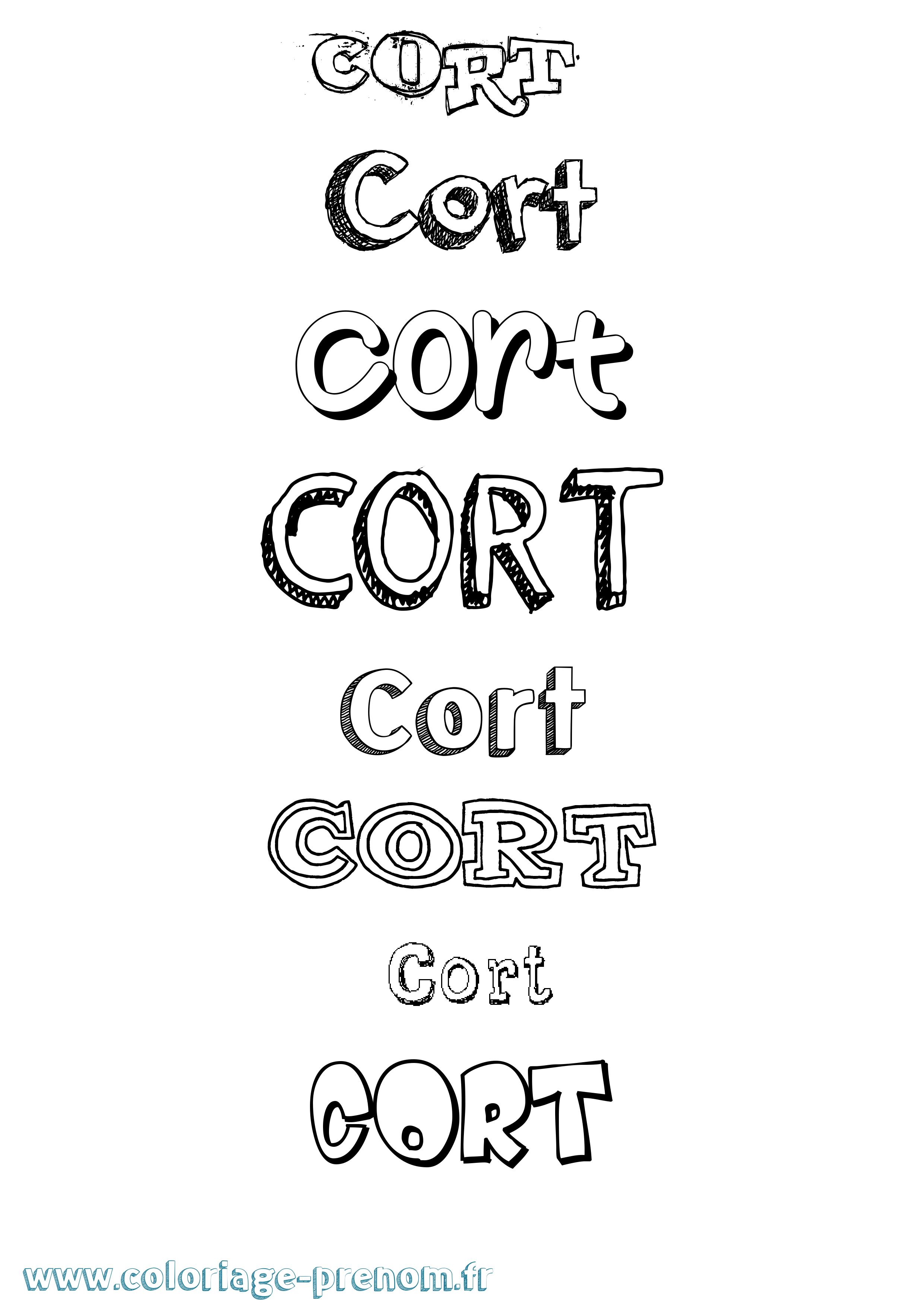 Coloriage prénom Cort Dessiné