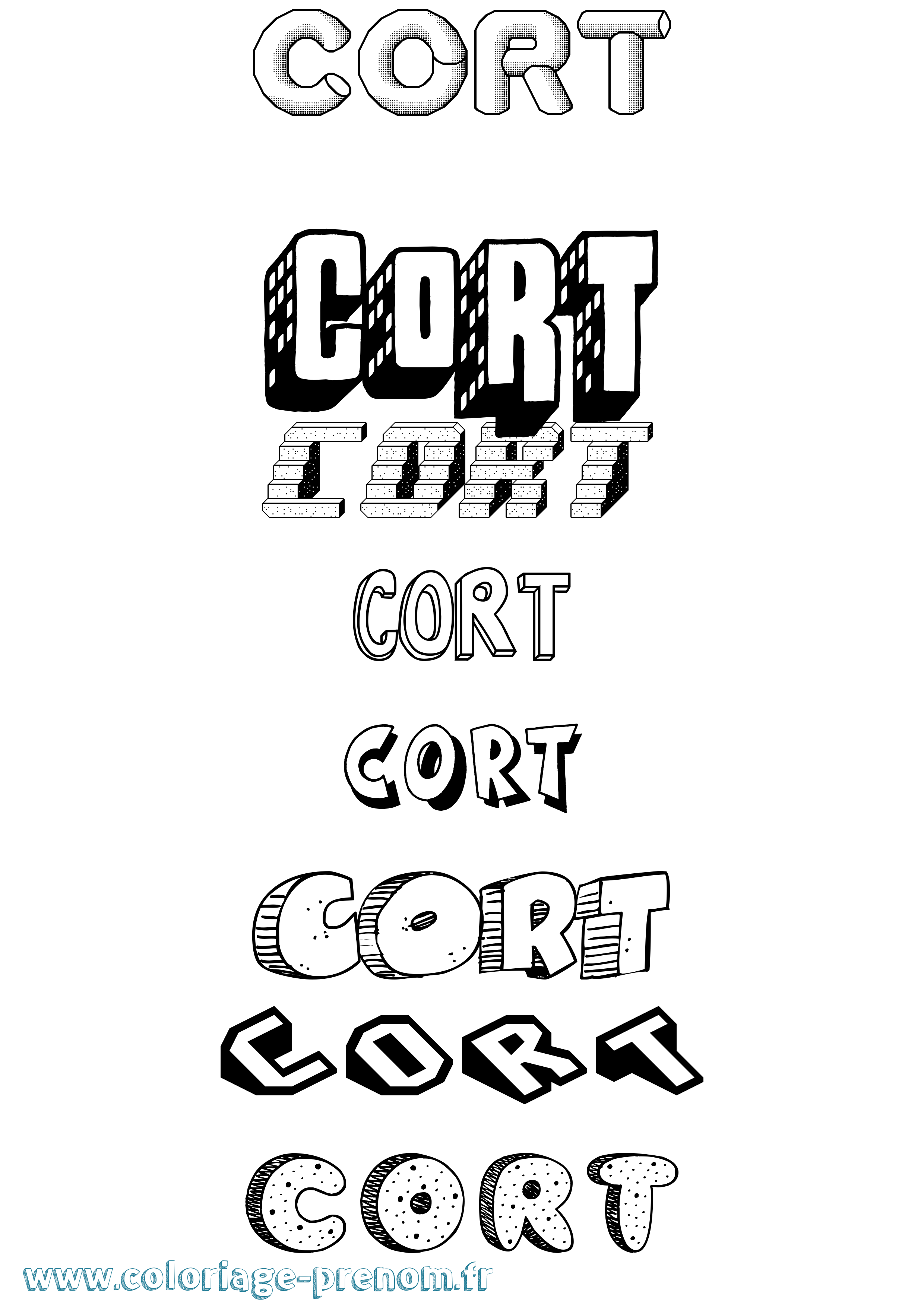 Coloriage prénom Cort Effet 3D