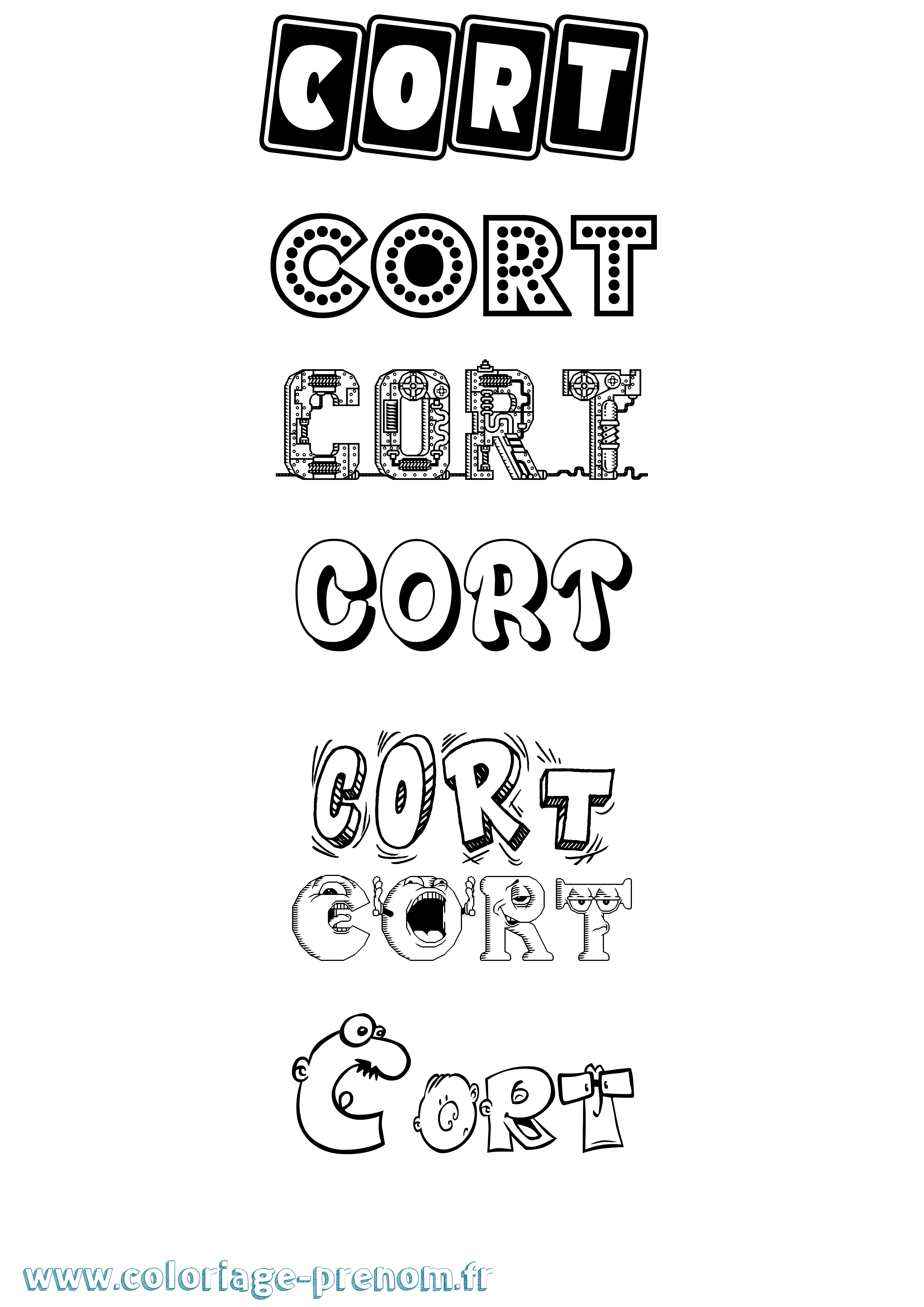 Coloriage prénom Cort Fun