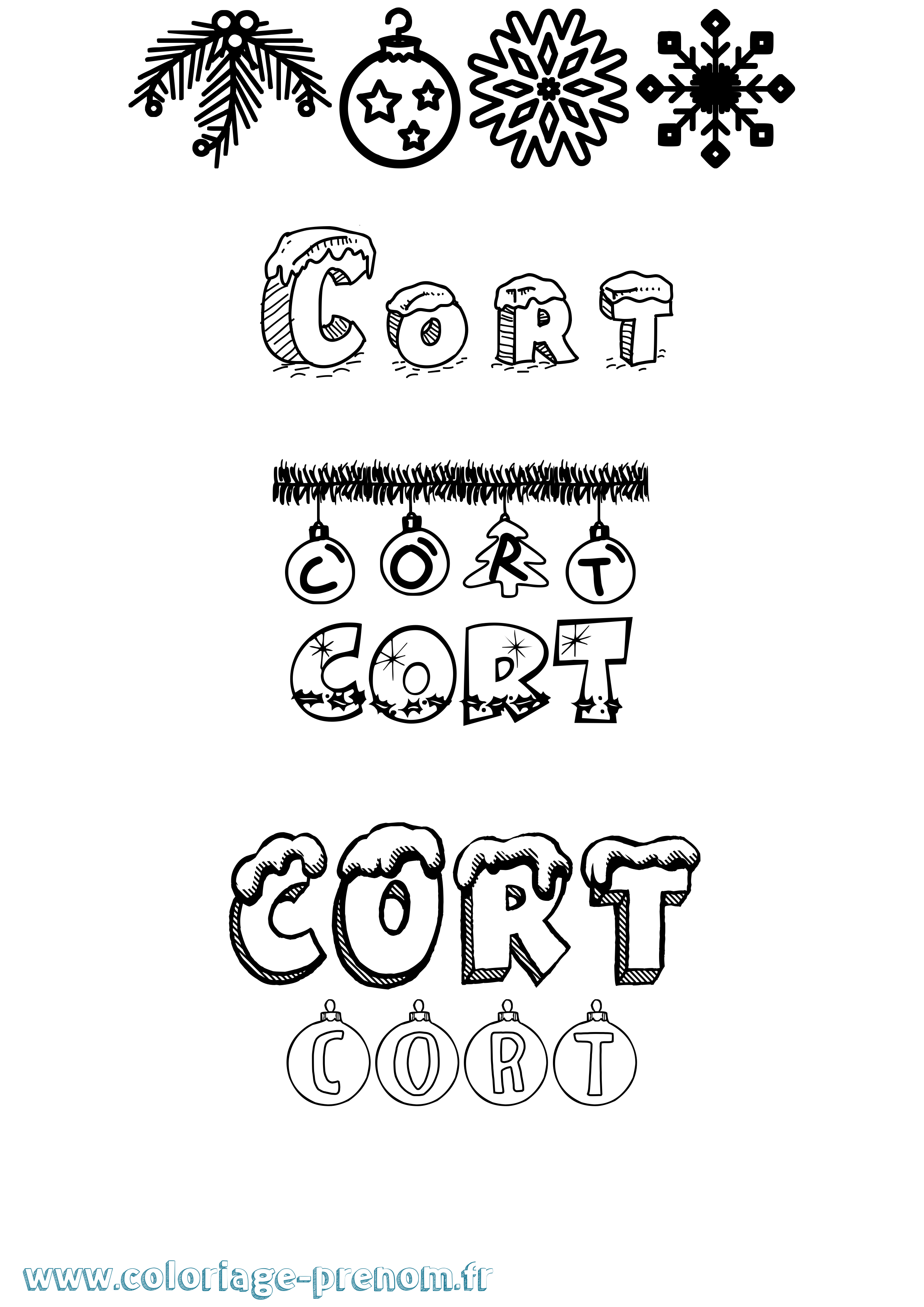 Coloriage Cort Noël Coloriage prénom Cort Noël