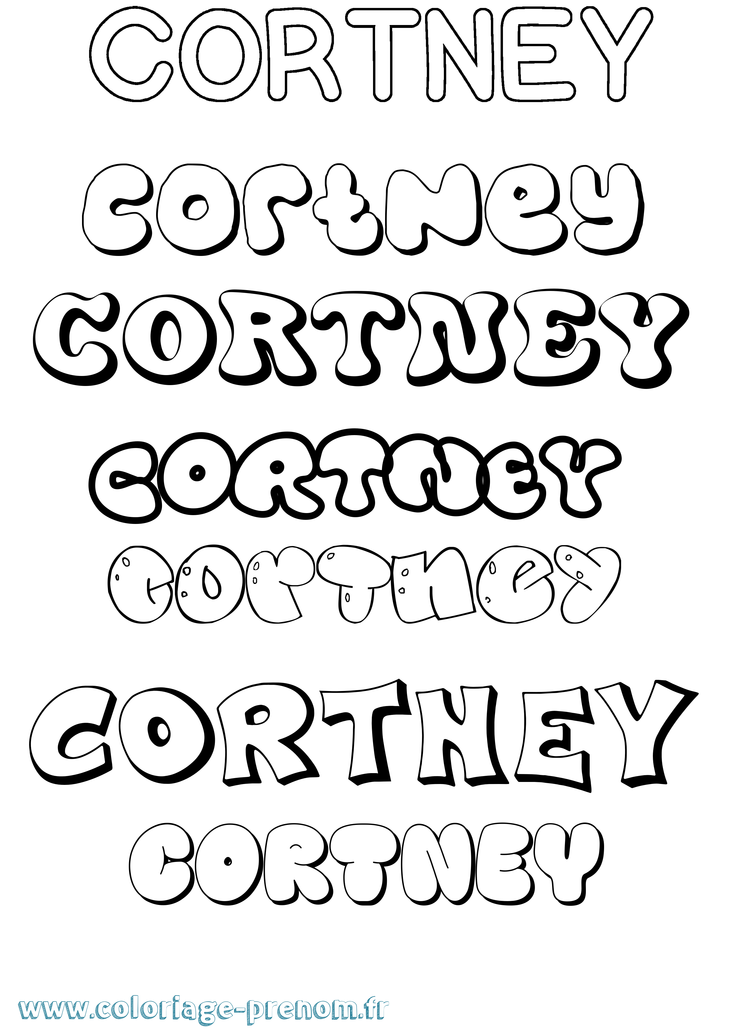 Coloriage prénom Cortney Bubble