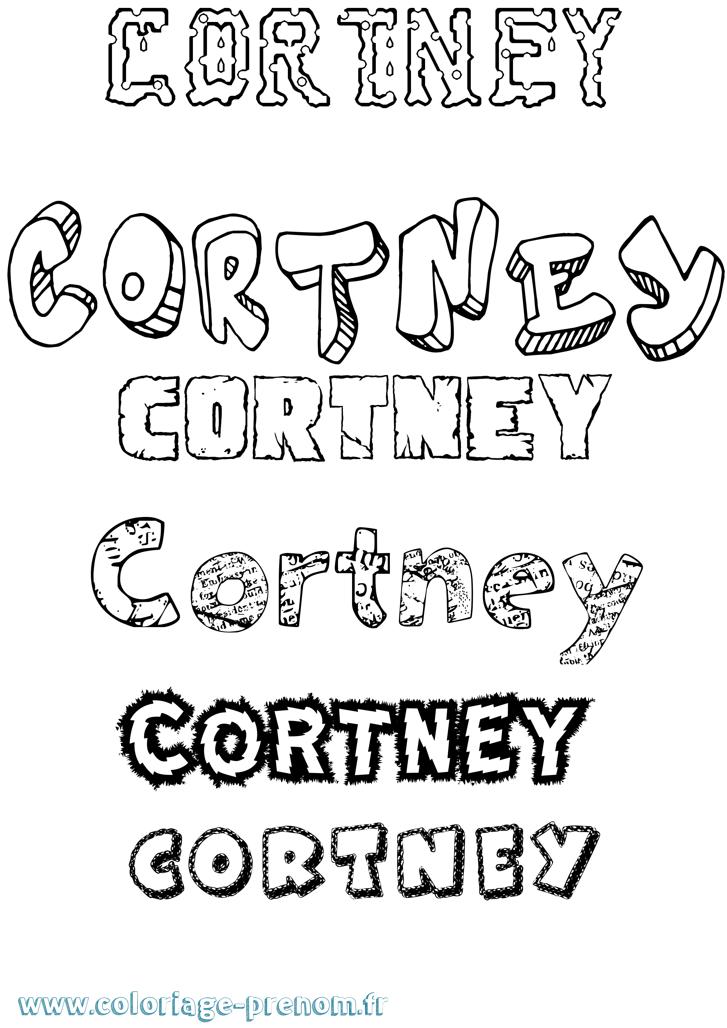 Coloriage prénom Cortney Destructuré
