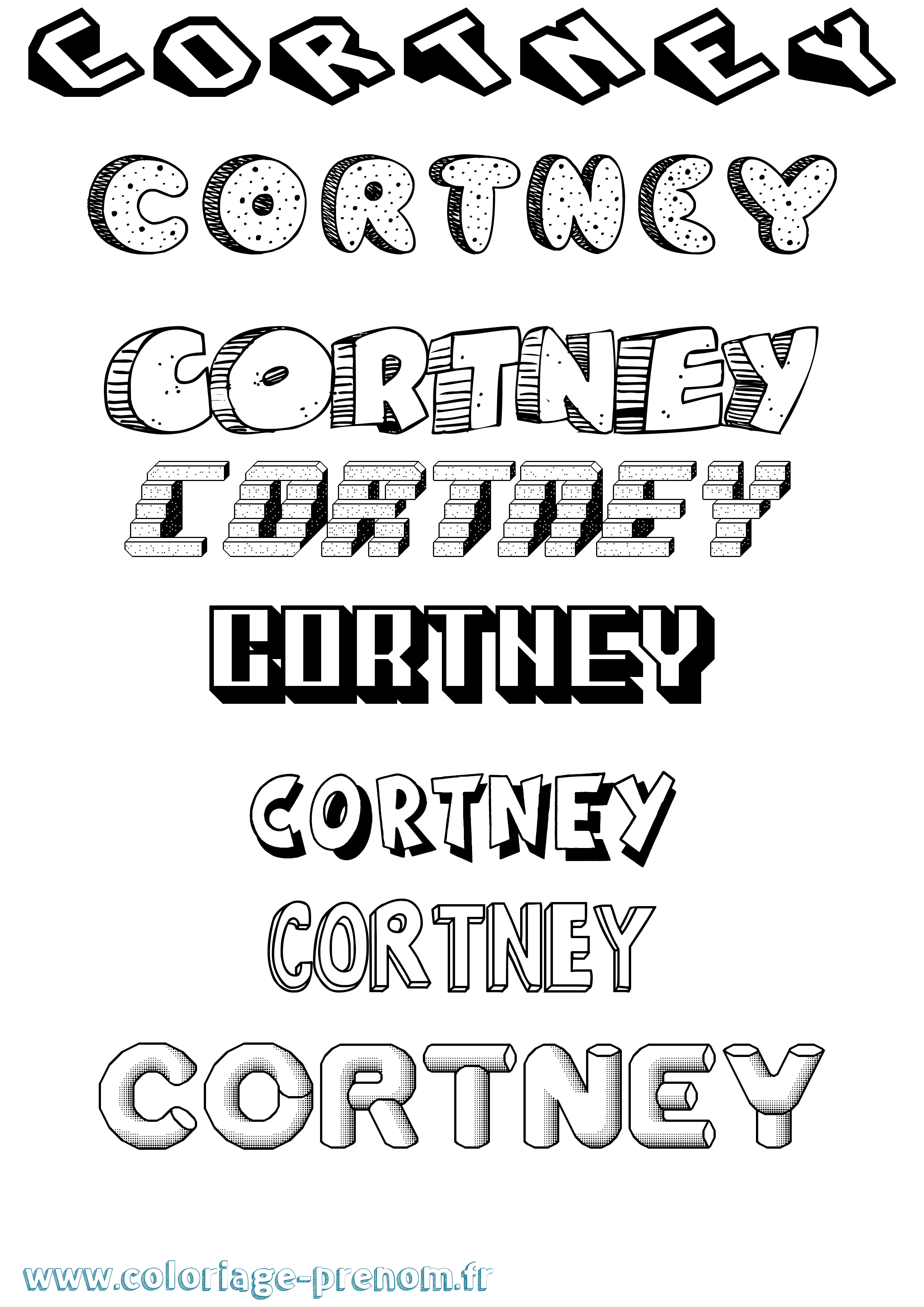 Coloriage Cortney Effet 3D Coloriage prénom Cortney Effet 3D