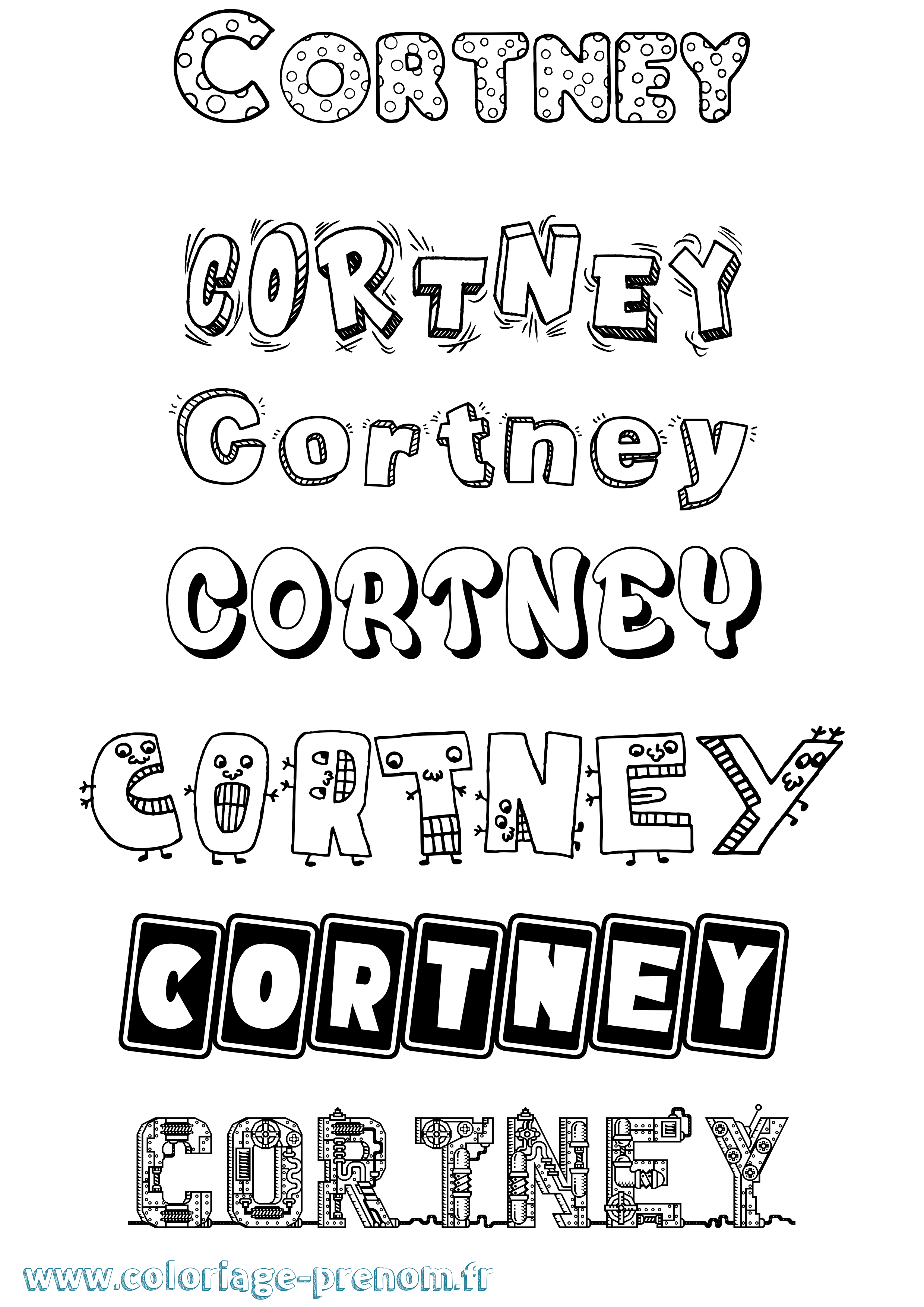 Coloriage Cortney Fun Coloriage prénom Cortney Fun