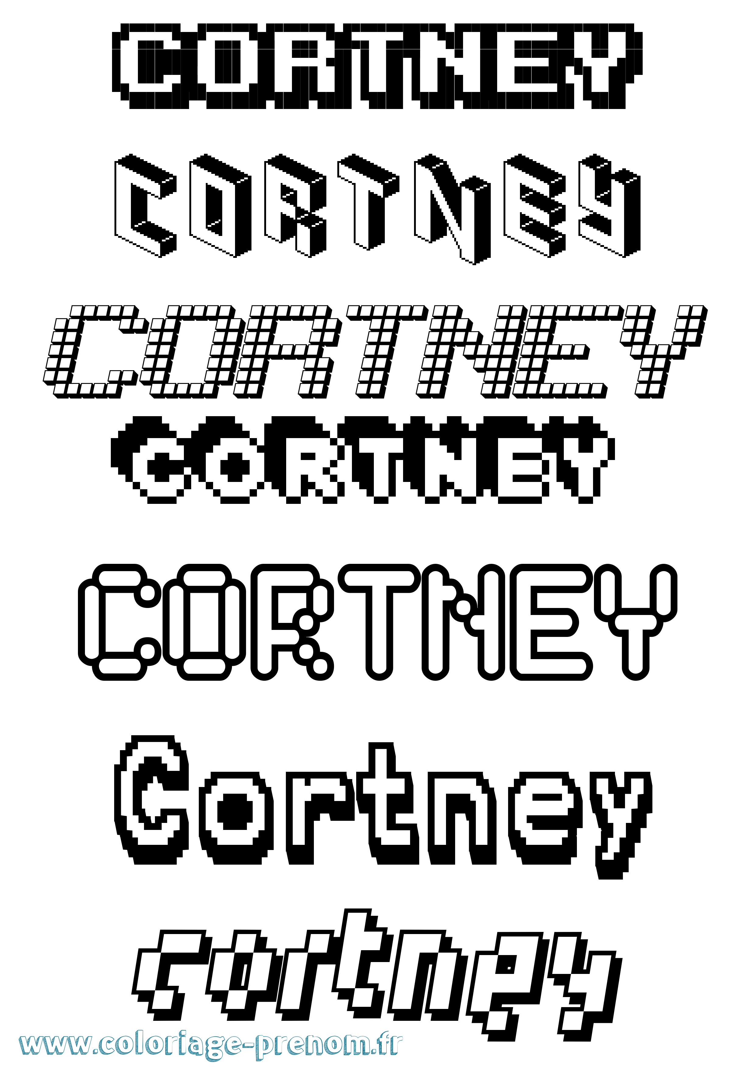 Coloriage Cortney Pixel Coloriage prénom Cortney Pixel