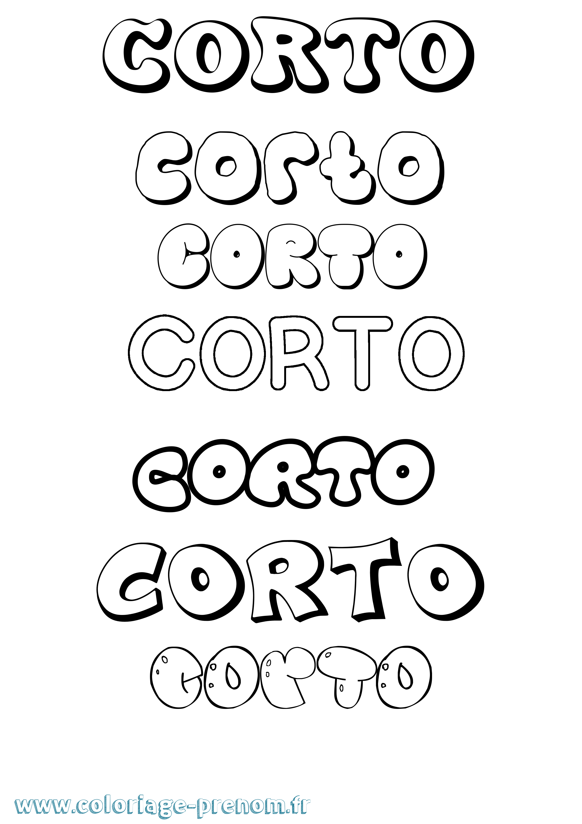 Coloriage prénom Corto Bubble