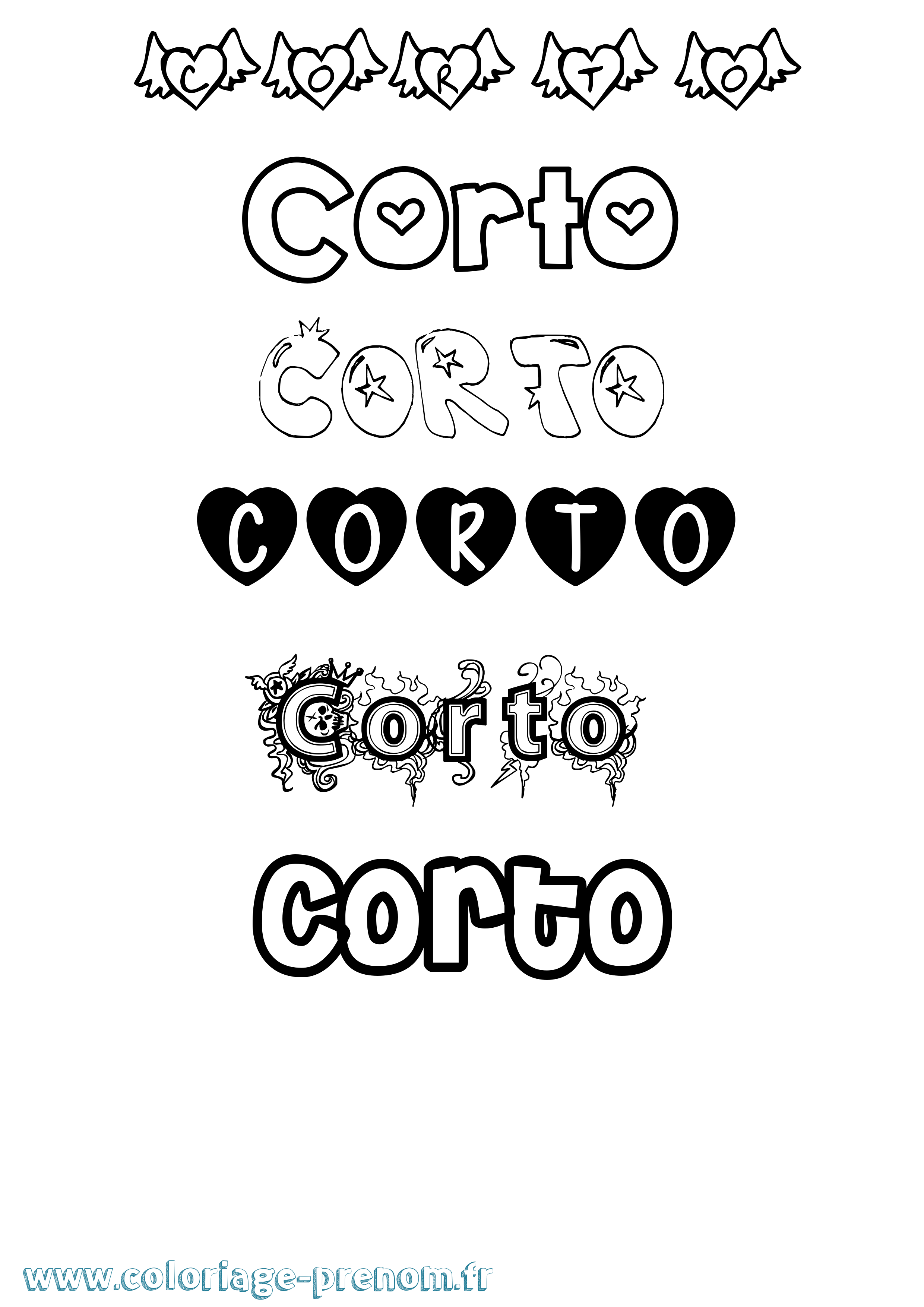 Coloriage prénom Corto Girly