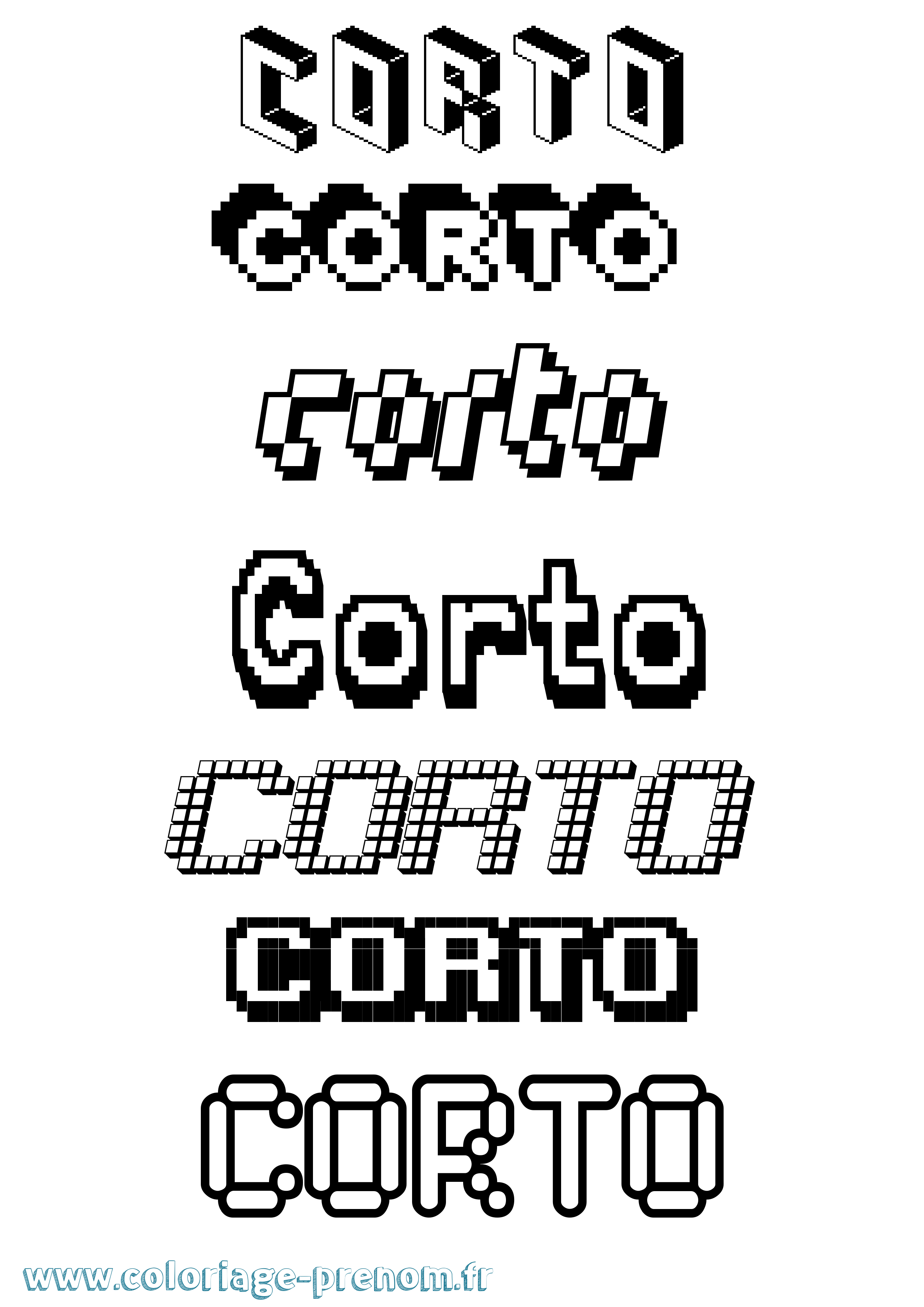 Coloriage prénom Corto Pixel